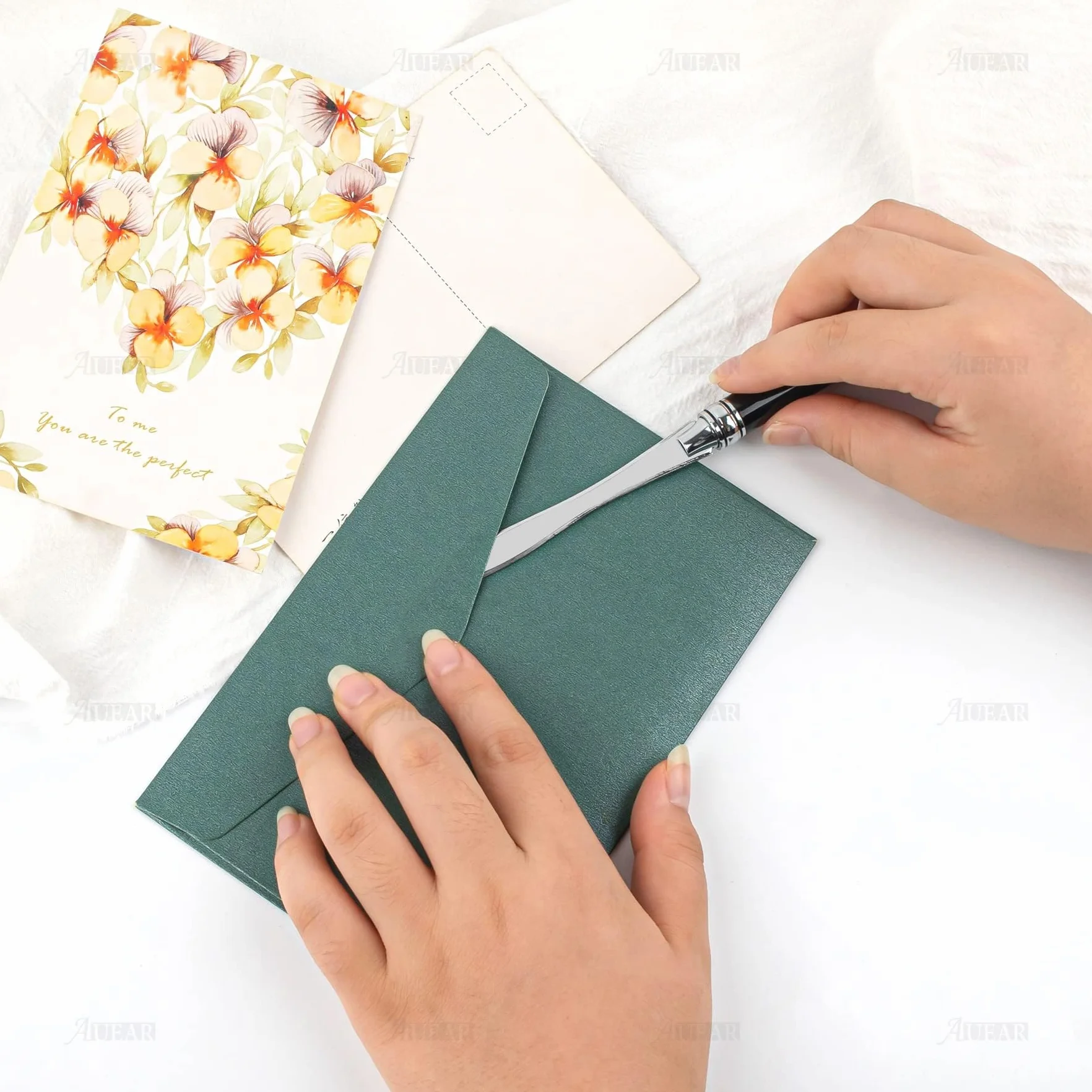 Ouvre Lettre Métal Noir Coupe Papier Élégant