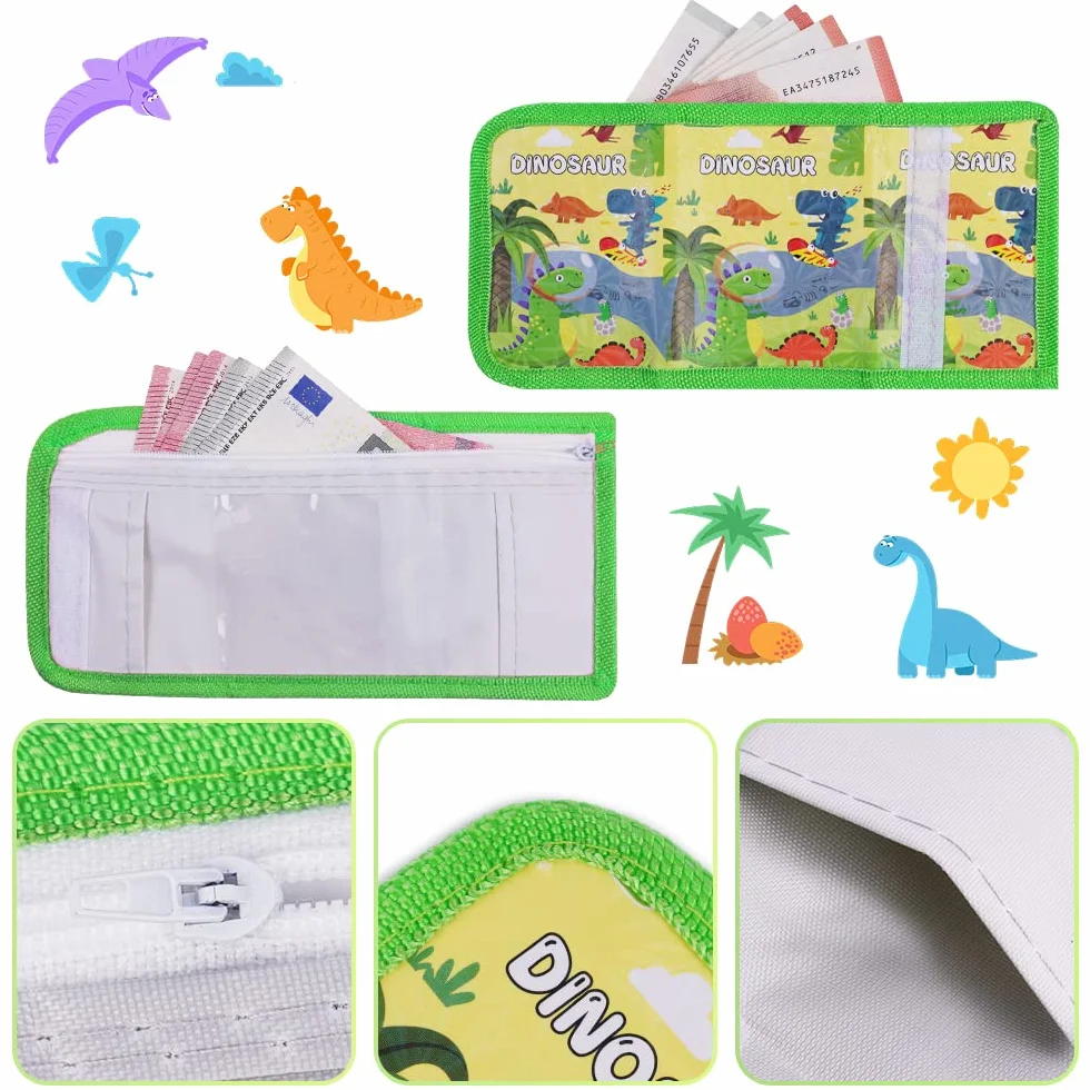 Vicloon Papeterie Dinosaure 6pcs Ensemble Étui Crayon Porte-Monnaie Règle Taille-Crayon Gomme Cadeau Filles