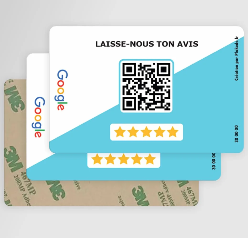 Carte QR Code Adhésif Avis Clients Format Carte de Visite Google Avis (Deux)