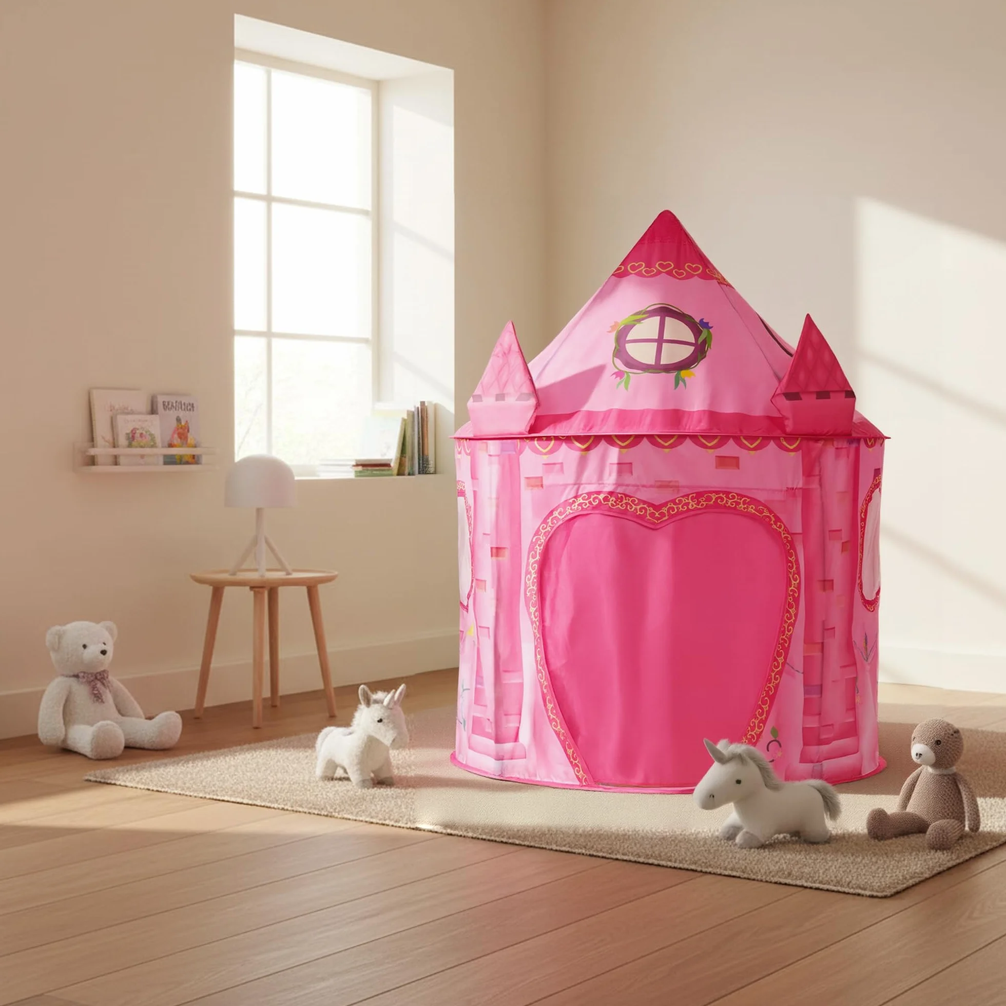 Tente Enfant Rose Château Princesse Maison de Jeu Intérieur Pliable