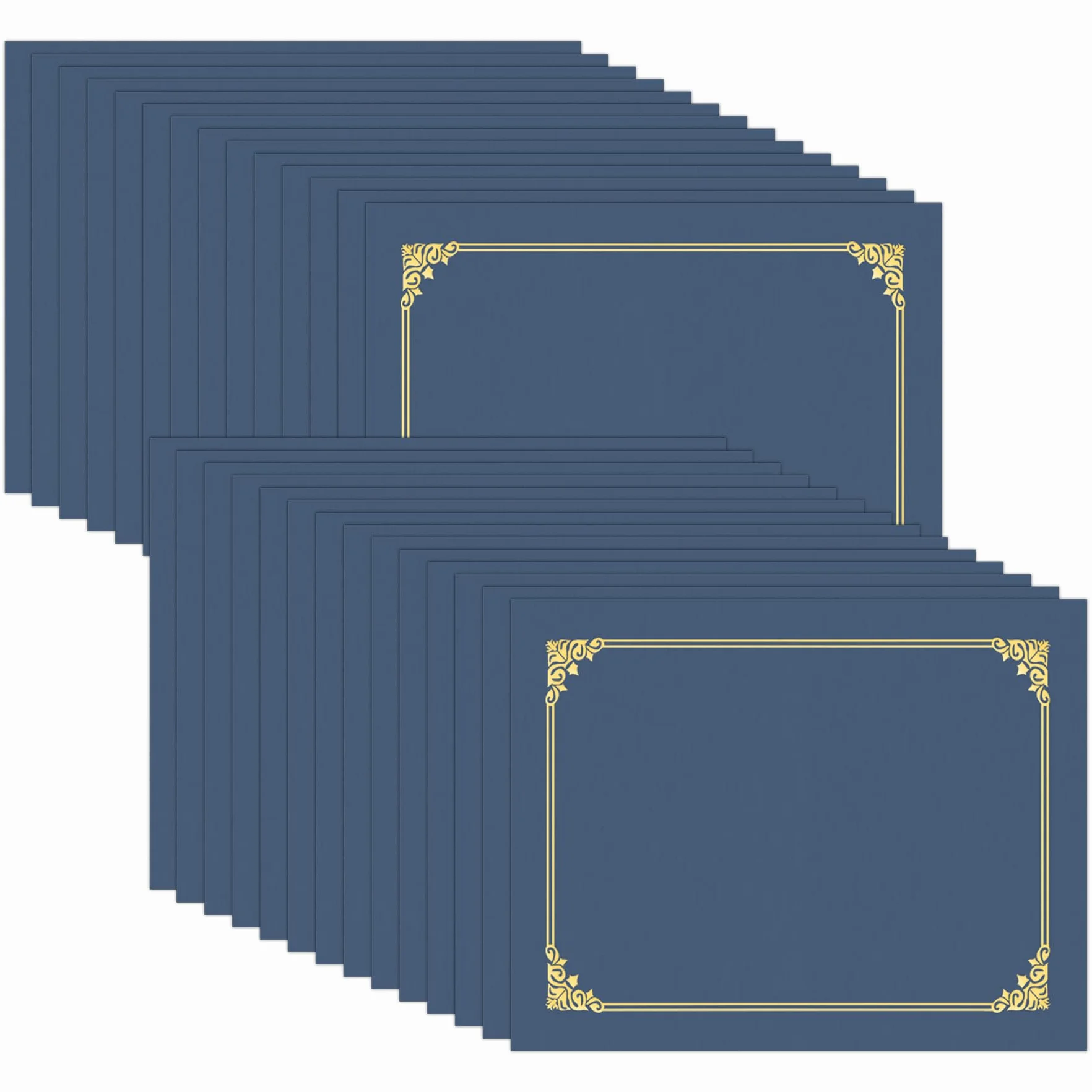 Lot de 30 porte-certificats bleu marine avec bordure en feuille d'or 21,6 x 27,9 cm