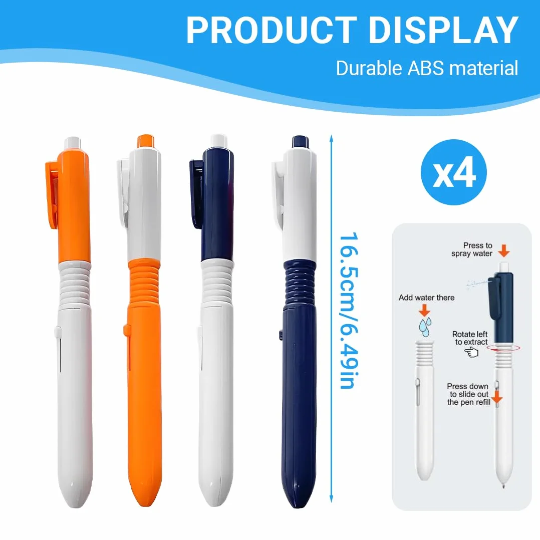 Lot De 4 Stylos À Eau Magiques Inscriptibles, Stylo Pistolet à Eau Rétractable Créatif, Fournitures Scolaires