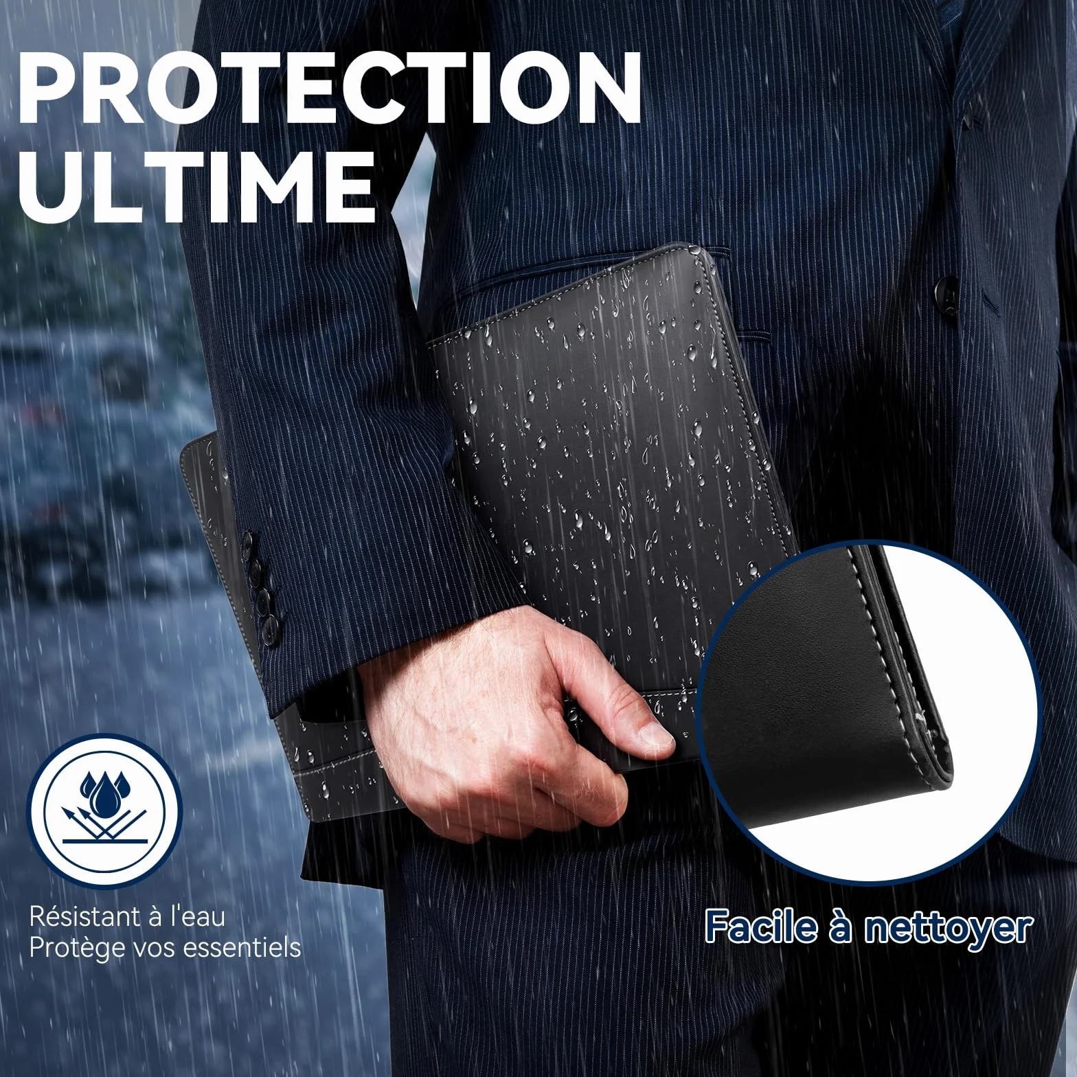 Newyes Porte-Documents A4 Imperméable Cuir Synthétique Noir