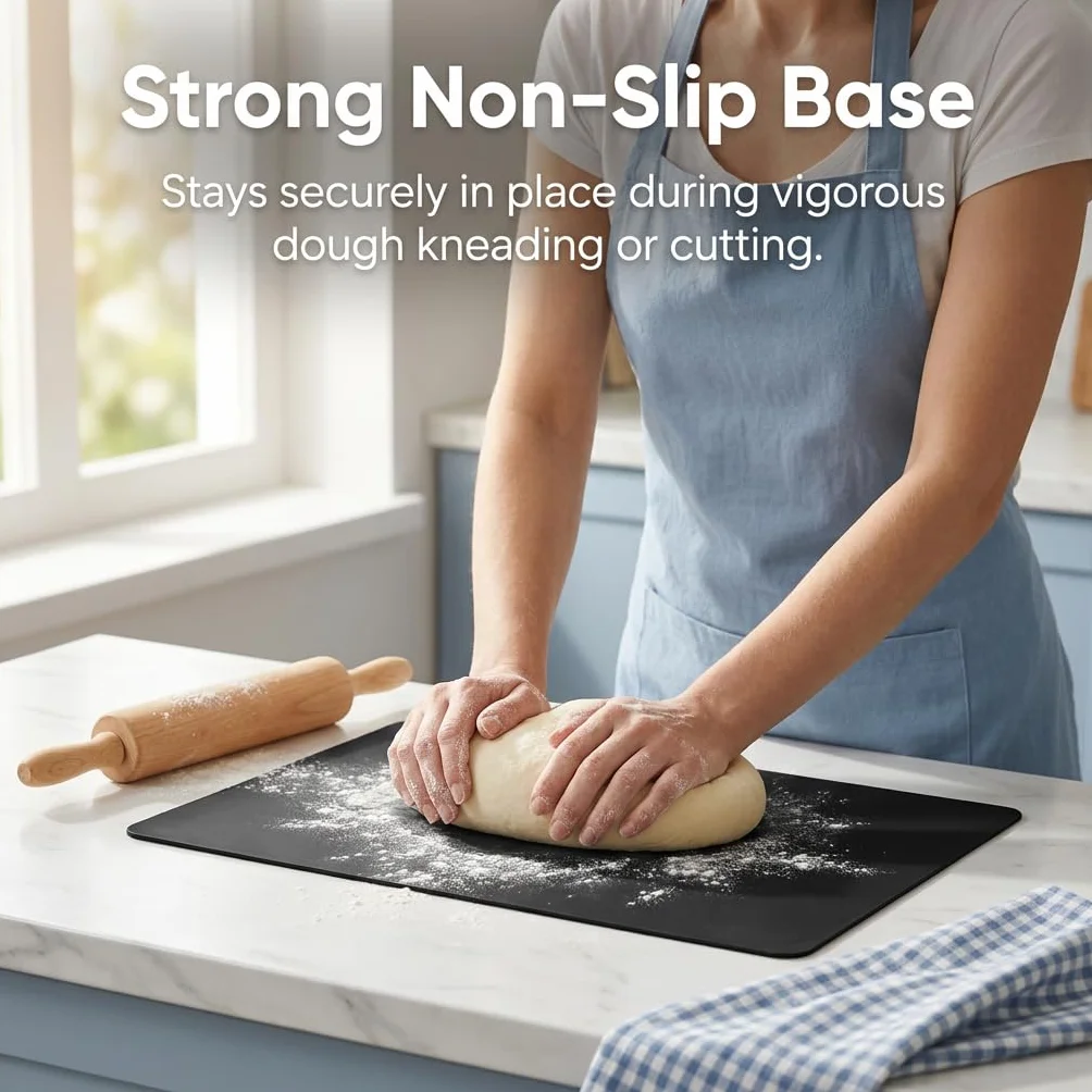 Tapis Silicone Noir 40x30 cm Protection Plan de Travail Cuisine Antiderapant Résistant Chaleur Eau