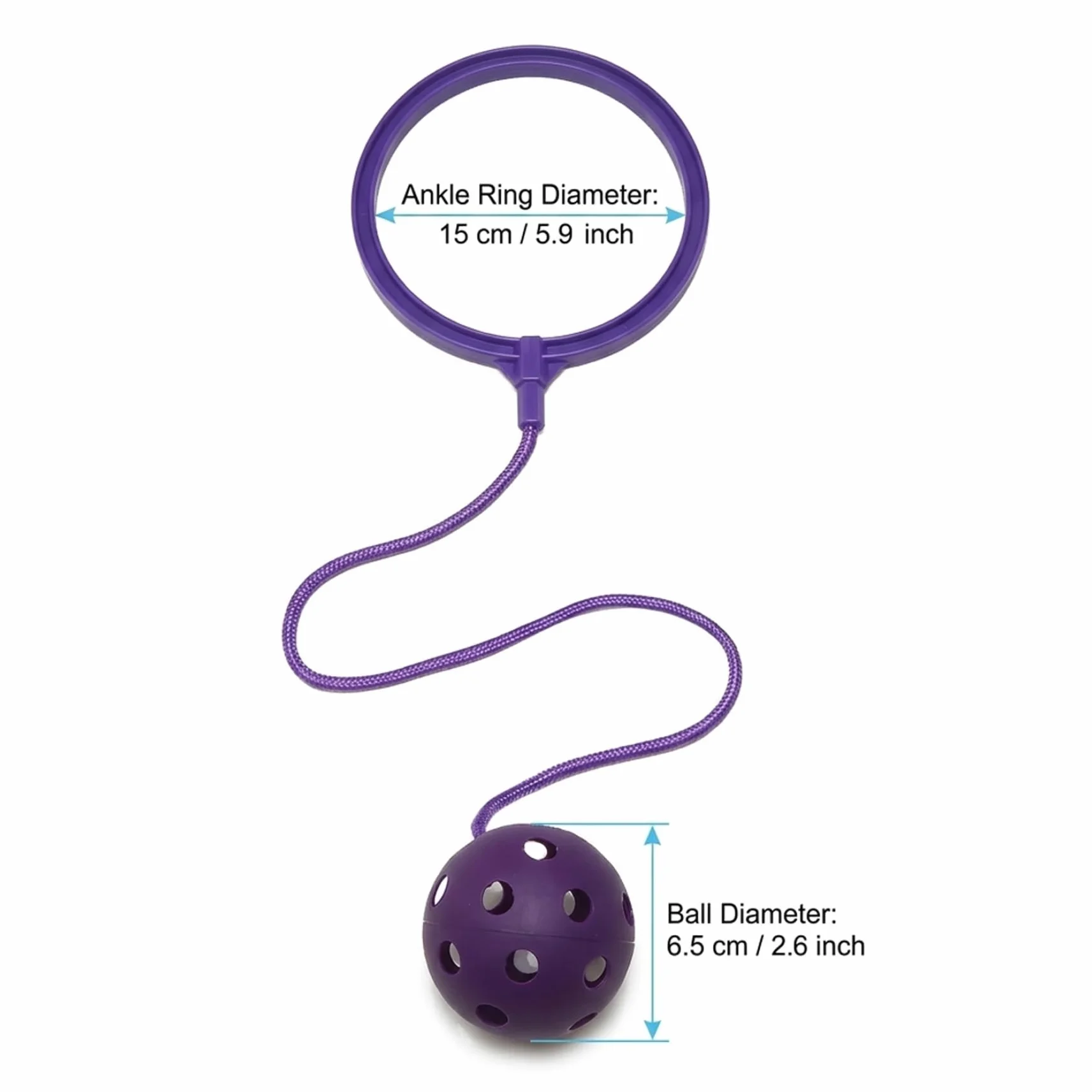 Balle à Sauter Violet Doux avec Anneau en Corde givrée pour Enfants – Jouet de Fitness perforé