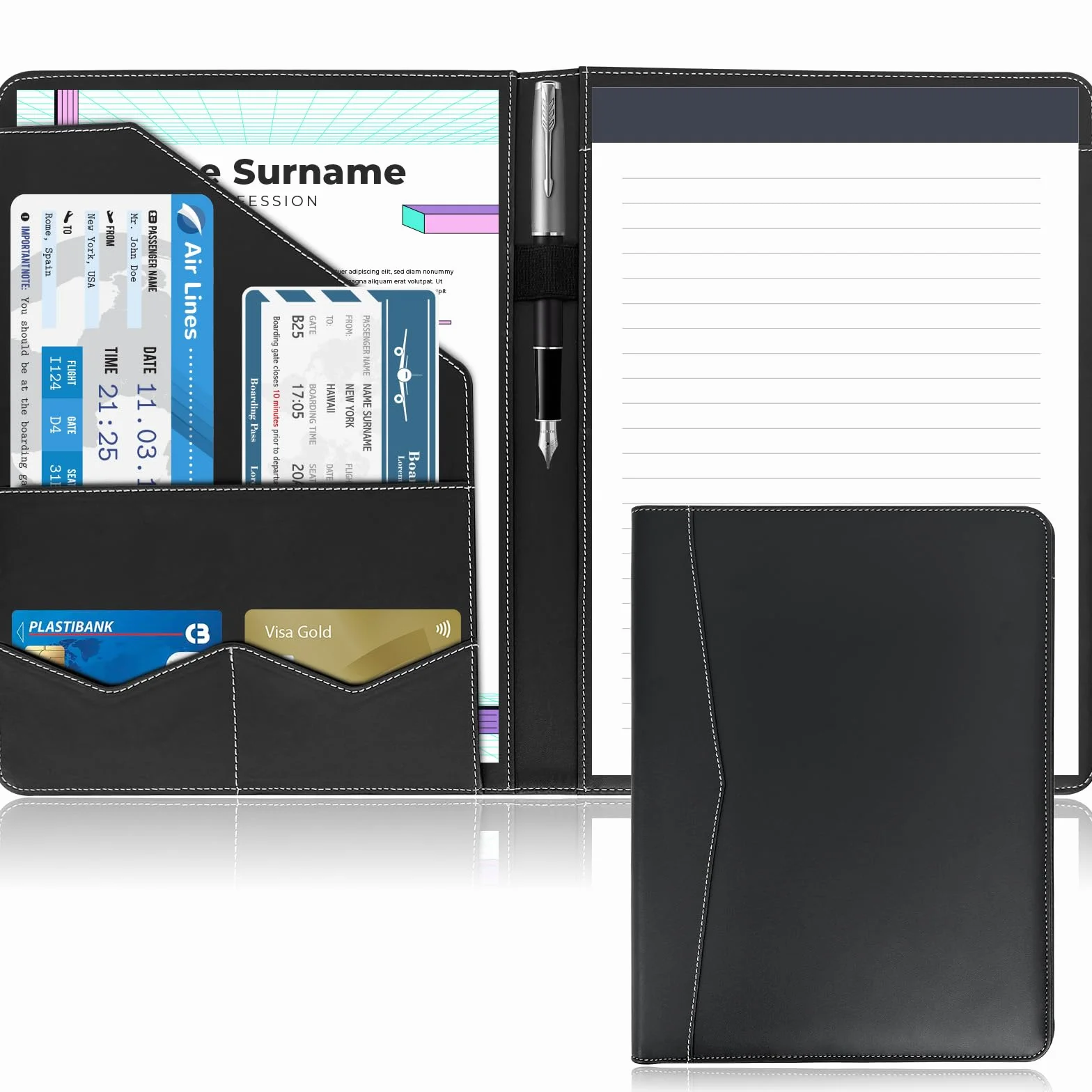 Newyes Porte-Documents A4 Imperméable Cuir Synthétique Noir