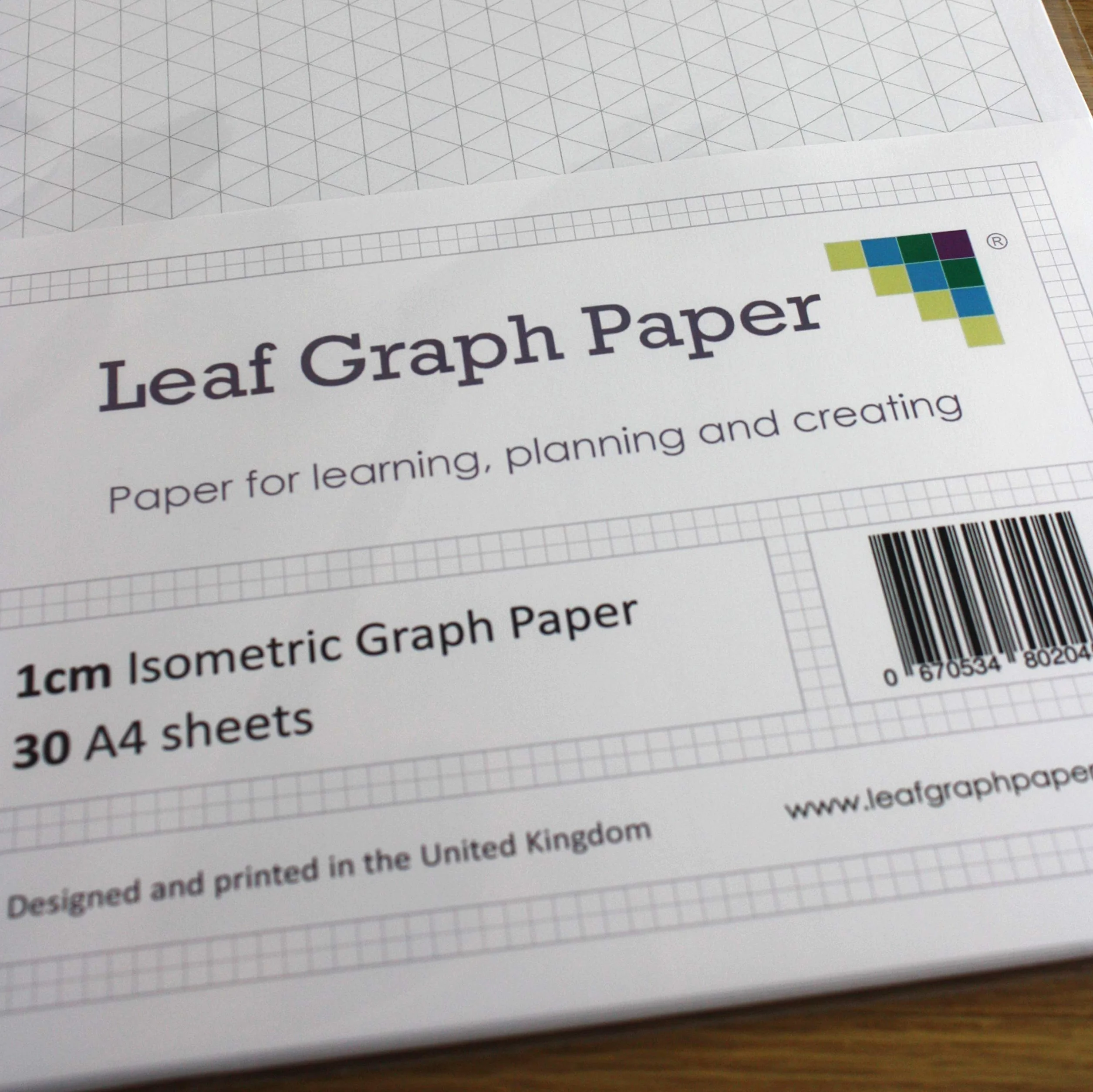 Papier isométrique A4, 1 cm triangles, 30 feuilles, gris quadrillage