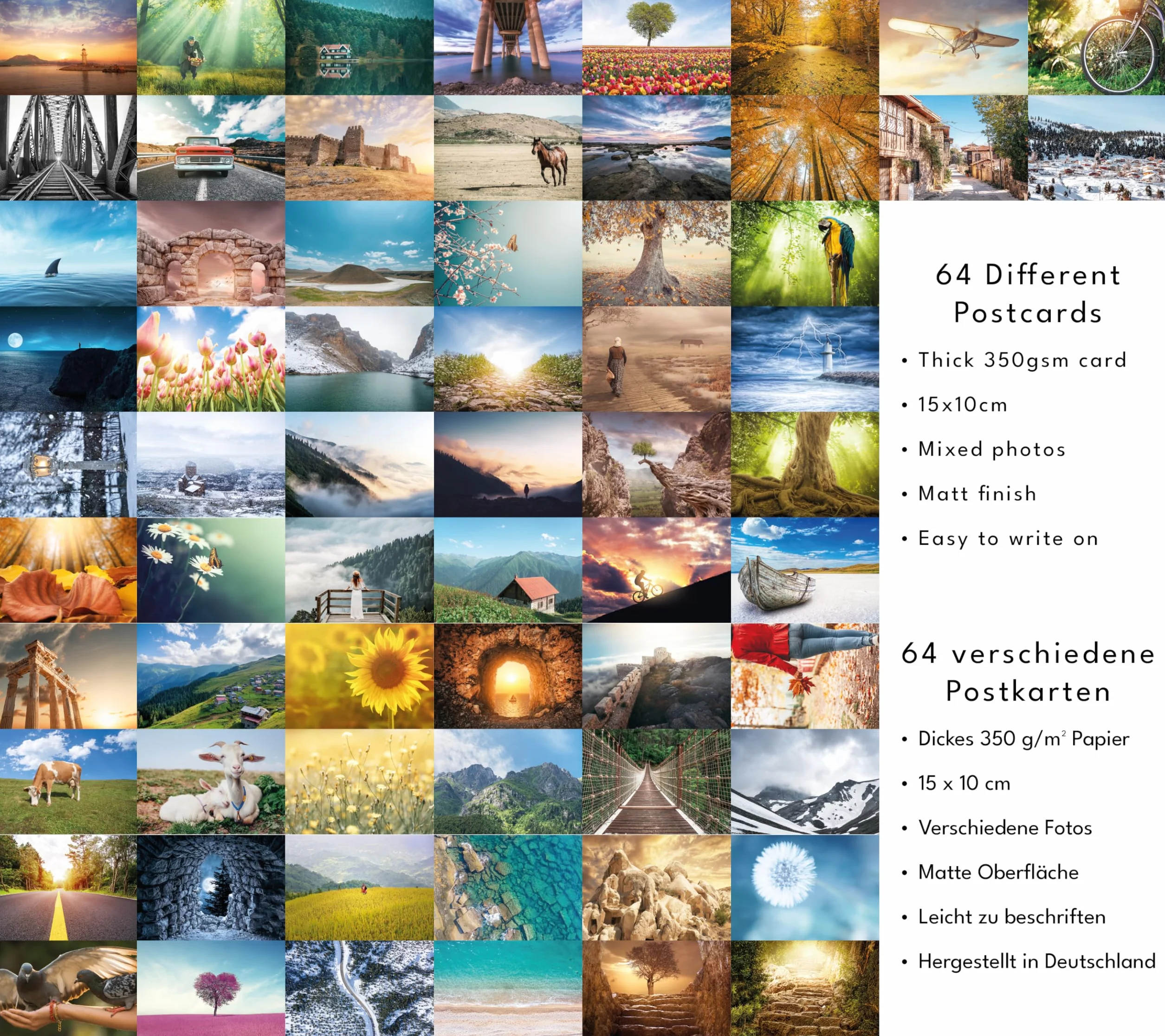 Lot de 64 cartes postales - Nature, animaux et paysage - Postcrossing