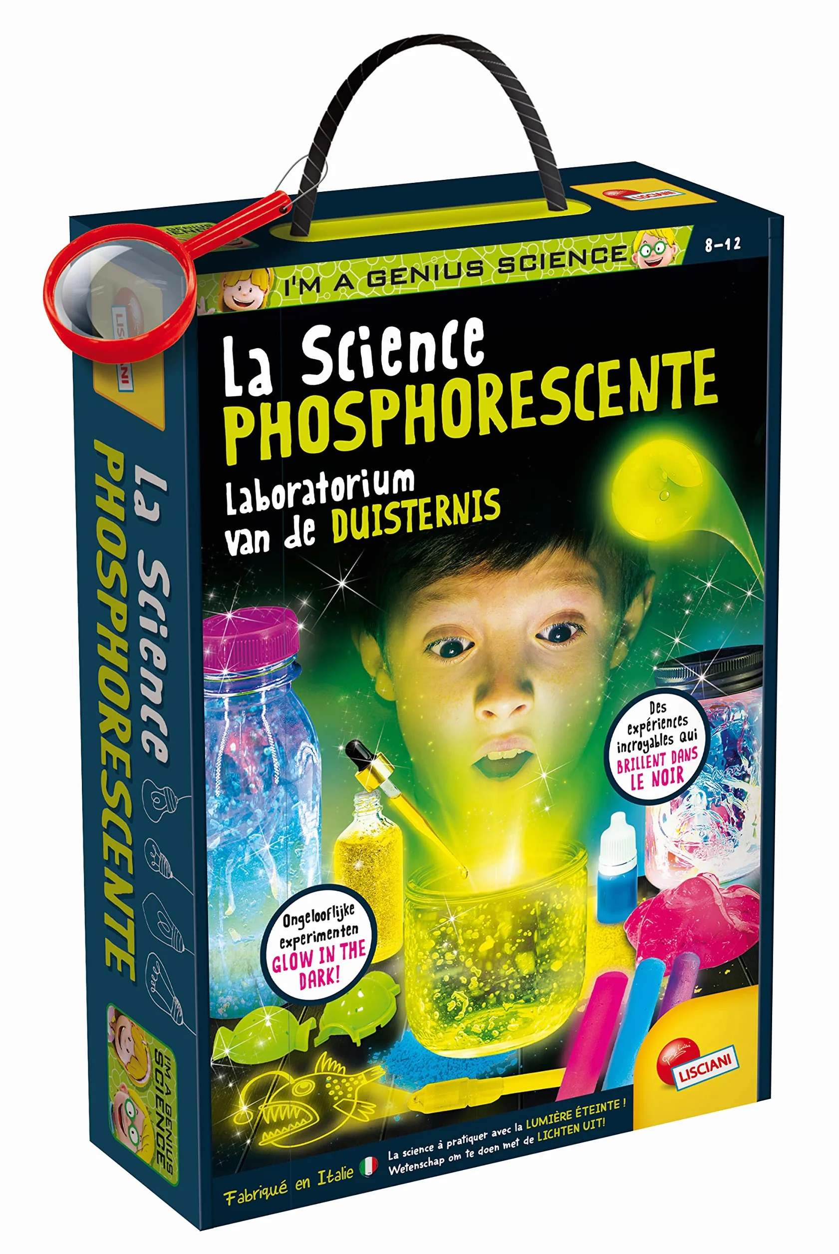 Lisciani I'M A GENIUS SCIENCE Jeu Scientifique Phosphorescent pour Enfants 8+ Ans Expériences Luminescentes Kit Complet