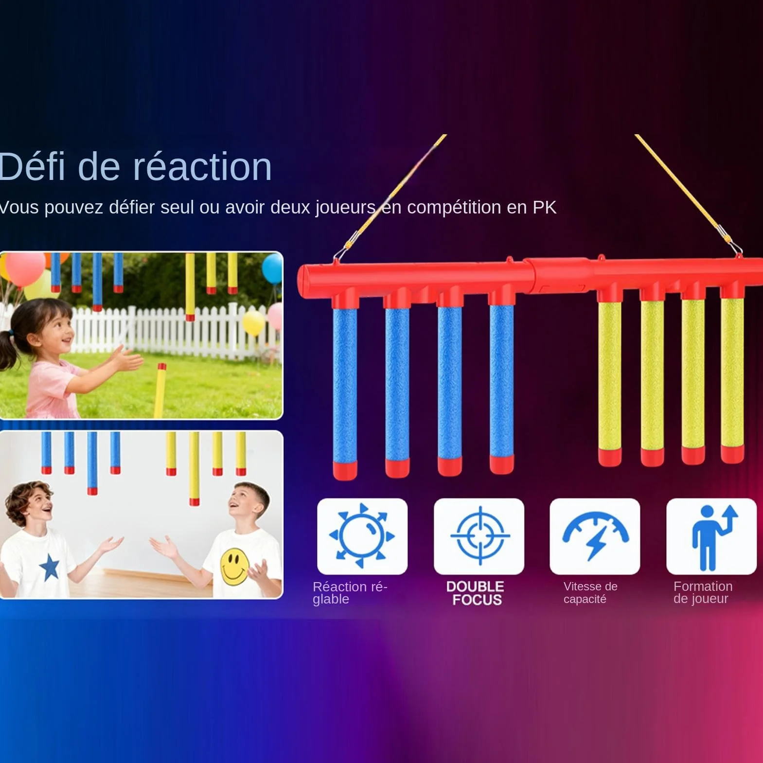 Jeux De Reflexe 3 Vitesses Réglables, Drop Stick Reflex Challenge Game, Hand Speed Challenge Game pour Enfant Et Adultes