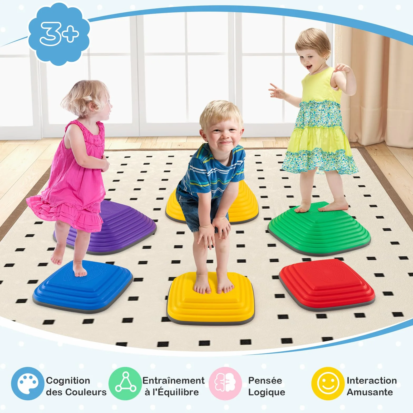 DREAMADE Pierres d'Équilibre Empilables pour Enfants, Parcours de Motricité, Antidérapantes, Jouets Sensoriels 3+