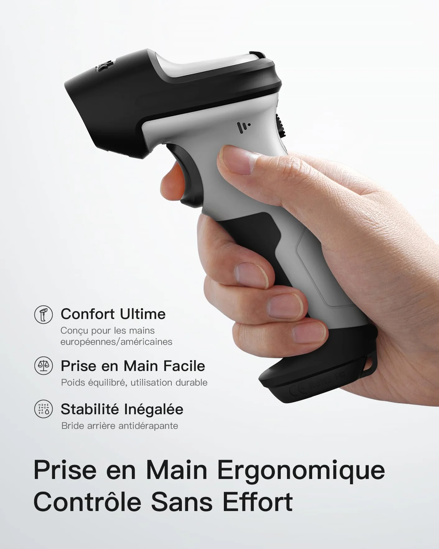Inateck Lecteur Code Barre sans Fil 1D BCST-70, Bluetooth USB, 2600 mAh, 180 Jours, pour Windows Android iOS