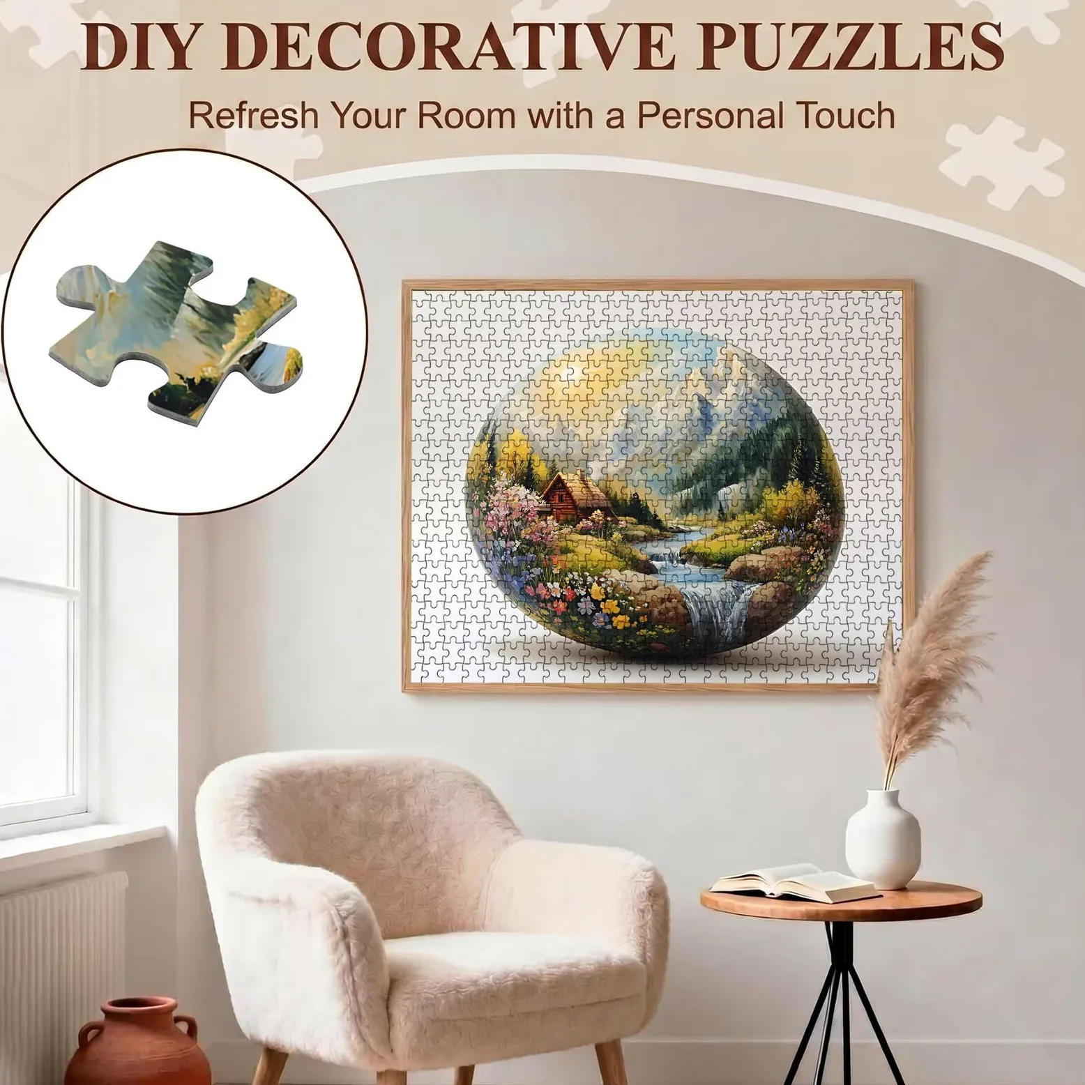 Paysage œuf de Pâques Puzzle 1000 Pièces pour Adultes, Format 75 x 50 cm, Challenge Casse-Tête de Famille, Loisirs Créatifs et Relaxation, Pièces Robustes avec Lettres au Dos, Décor Murale f0-503