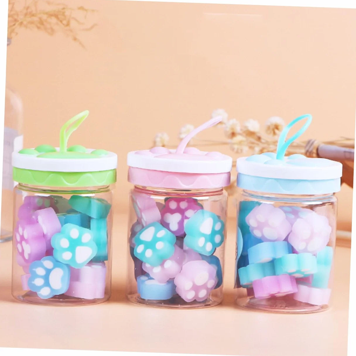 Boîte de Gomme en Caoutchouc Patte de Chat pour Fournitures Scolaires