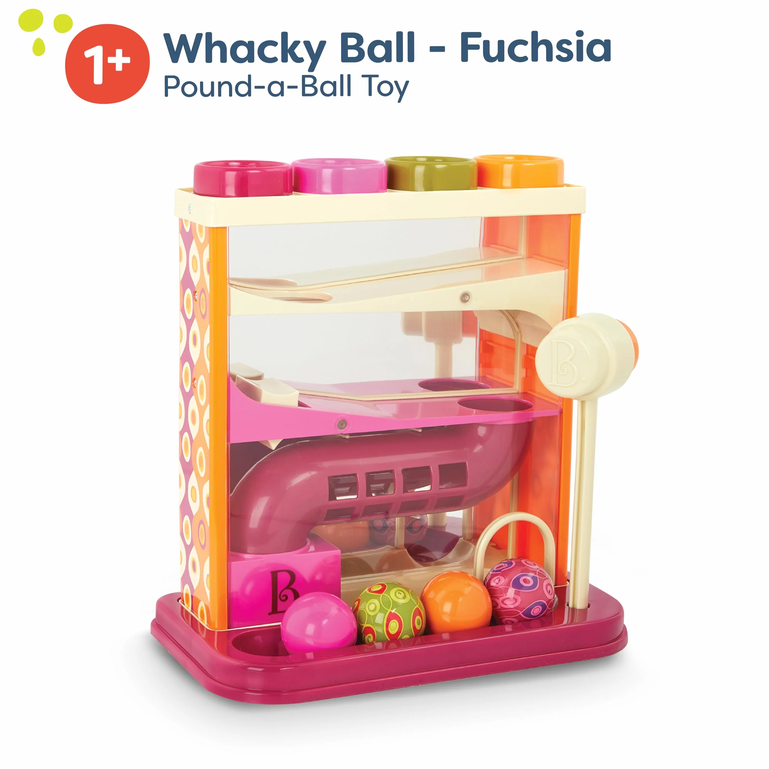 B. toys Whack-a-Ball Jouet à marteler éducatif 4 balles colorées 1 marteau 12 Mois+