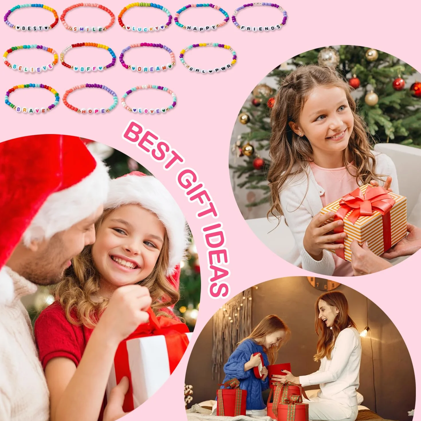 Bracelets Enfant Perles Princesse Élastiques Réglables Lot 12 Pcs Cadeau Anniversaire Filles