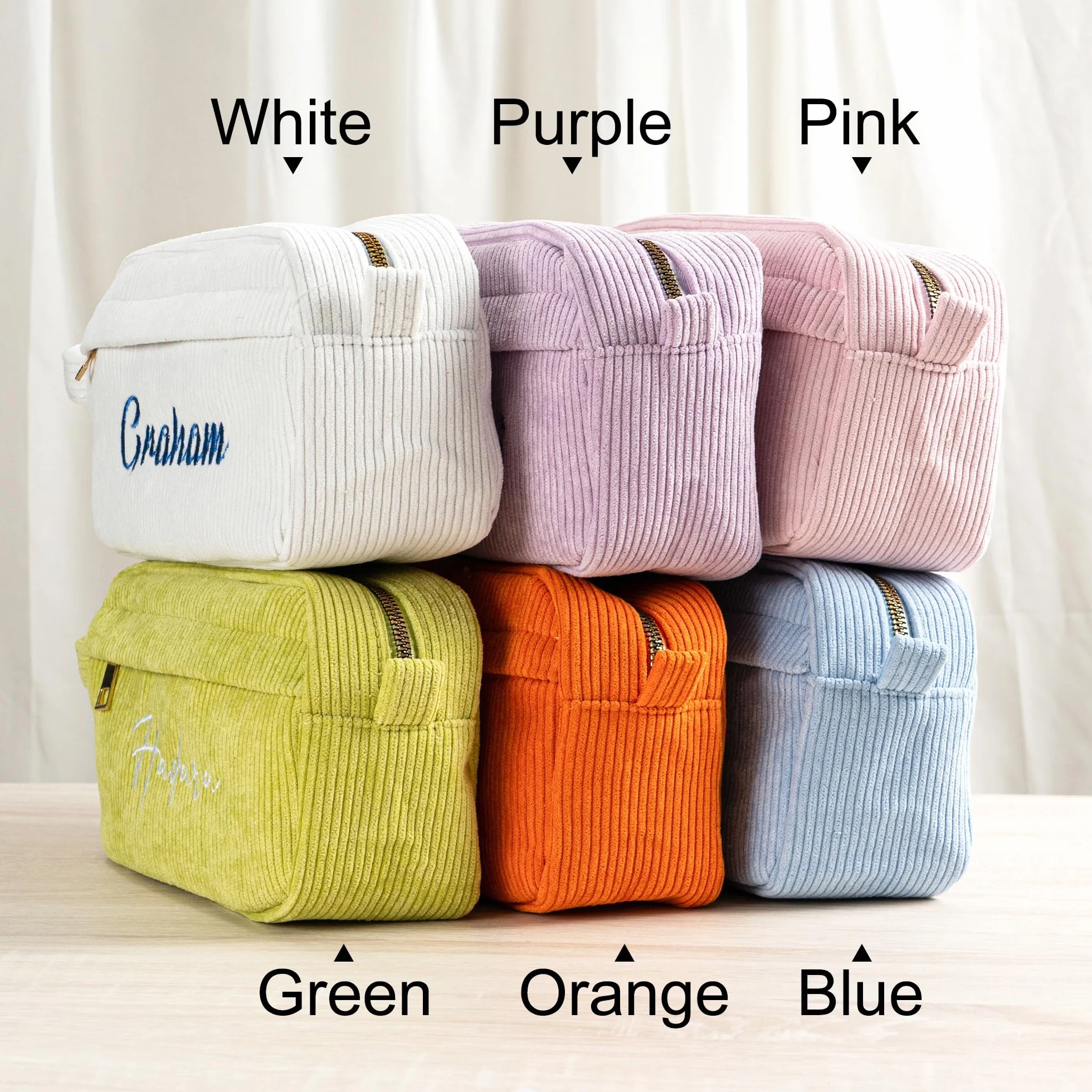 Trousse à Stylos Brodée Personnalisable Velours Côtelé 24x8x13.5cm - Trousse Écriture Adulte