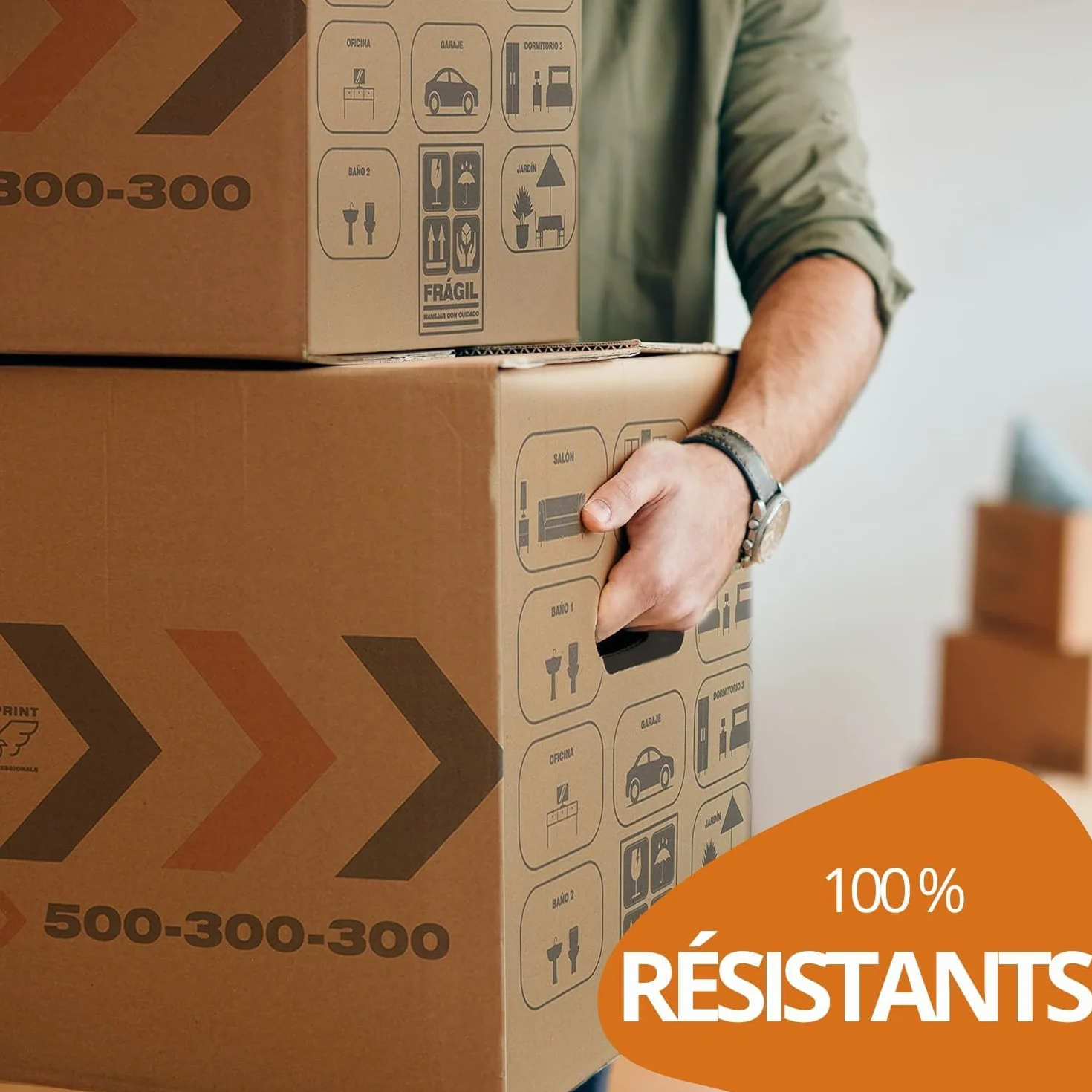 Carton Déménagement 50x30x30 cm Lot de 20 Boîtes Réutilisables Renforcés avec Filet de Protection