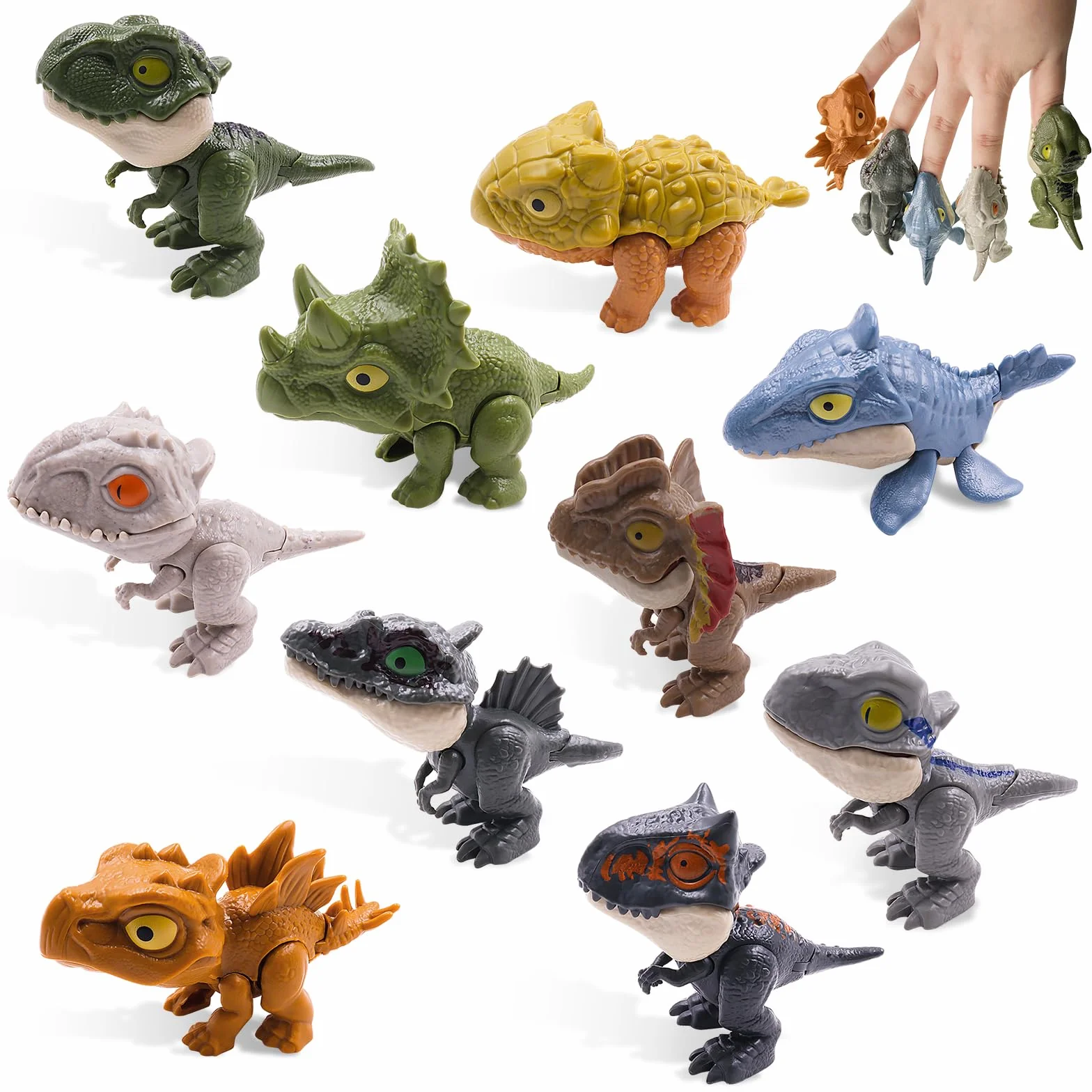 Dinosaure Jouet Ensemble, ABS Mini Dinosaure 10 Pcs, Mignon Durable pour Enfants Garçons Filles