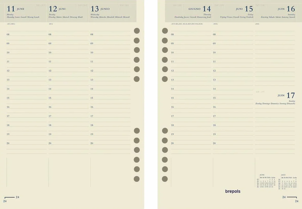 Brefax 7-1 Semaine sur 2 Pages - Recharge 14,5 x 21 cm - Janvier 2026 à Décembre 2026