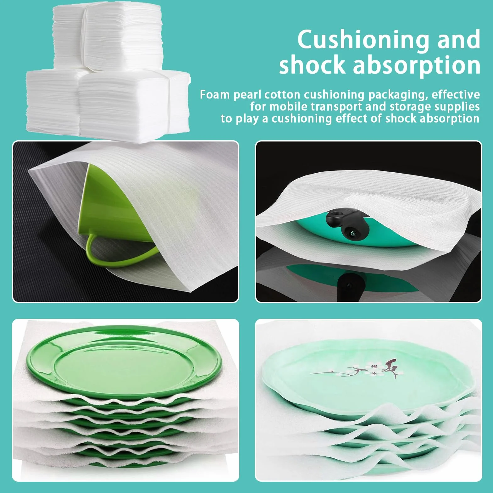 Feuilles Mousse Papier Bulle Déménagement 20x20cm avec Étiquettes Fragiles pour Cartons Emballage Vaisselle