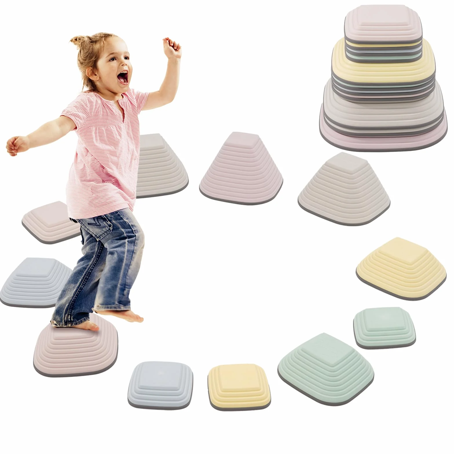 D'équilibre pour Enfants 11 PCS Antidérapant Stepping Stones Sensorielles Intérieur Extérieur Parcours de Motricité 3-8 Ans