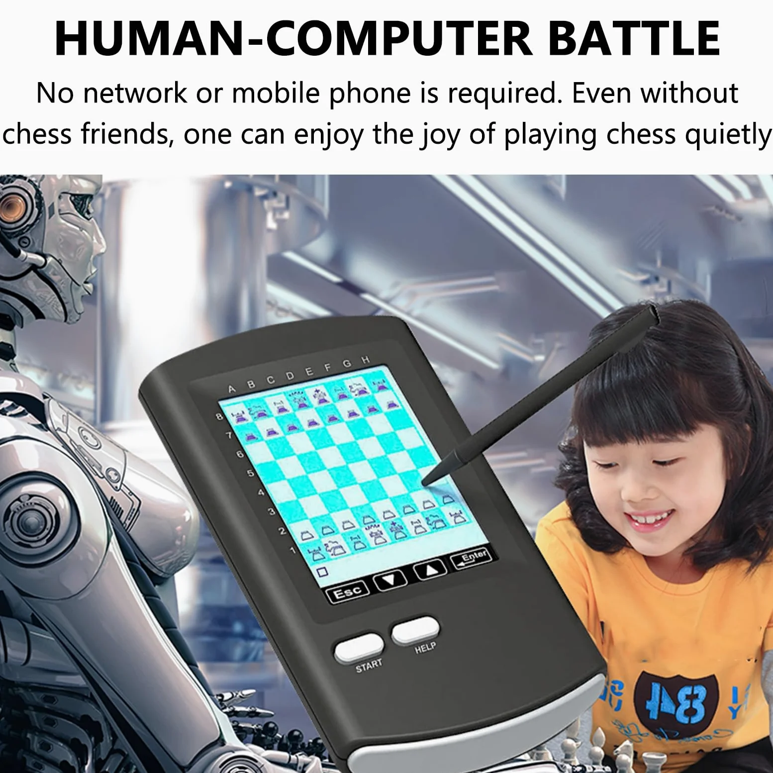 Jeu d'échecs électronique avec plateau pliable, pièces magnétiques, stylet et écran LCD, jeu mono-joueur portable, cadeau pour adultes