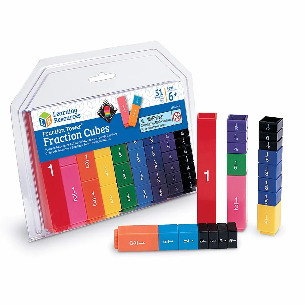 Learning Resources Cubes Fraction Tower Kit 51 Pièces Jeu Mathématiques Montessori Cadeau Éducatif Enfant 6 Ans