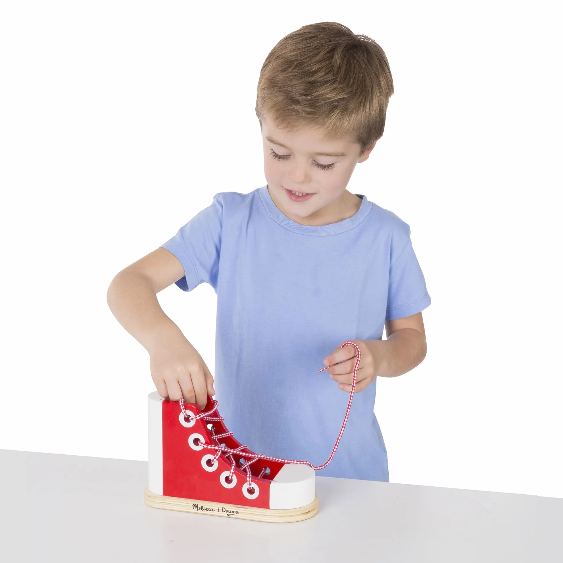 Melissa & Doug Chaussure À Lacer Jouet en Bois Apprendre À Faire Ses Lacets Cadeau Enfant 3 Ans