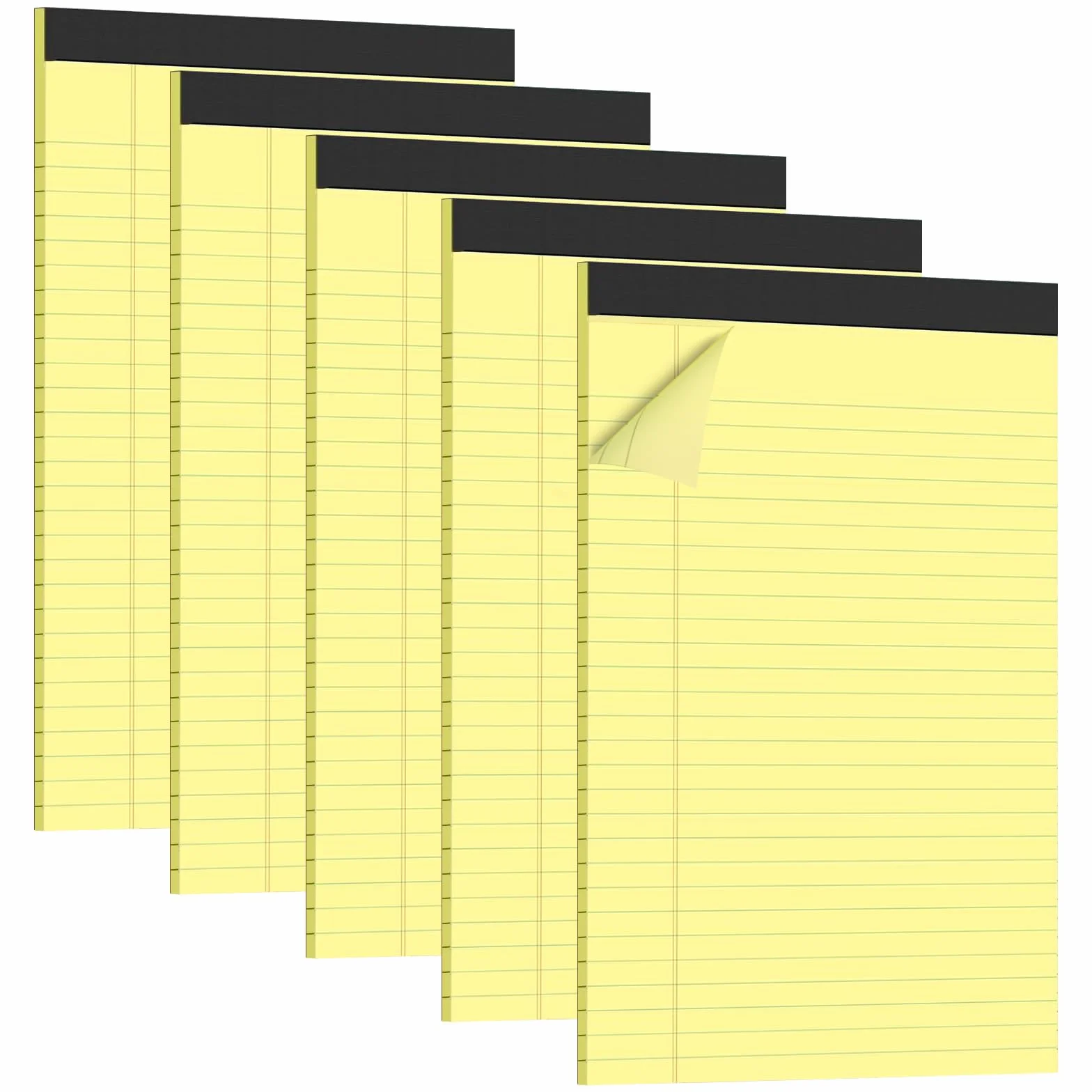 Blocs-notes A4 jaunes 30 feuilles 60 pages ligné 0,8 mm perforés détachables 29,2 x 21 cm lot de 5