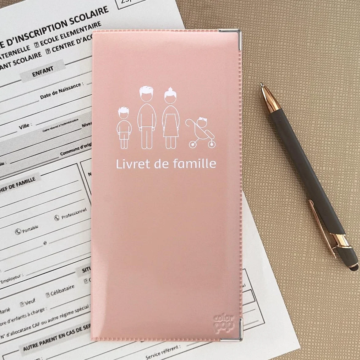Etui livret de famille Color Pop PVC vernis Old Rose 22 x 10,5 cm