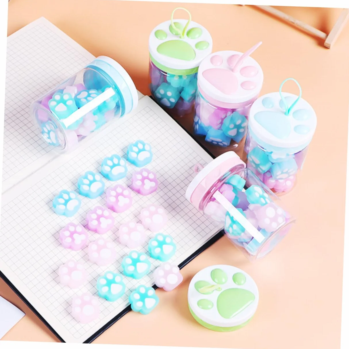 Boîte de Gomme en Caoutchouc Patte de Chat pour Fournitures Scolaires
