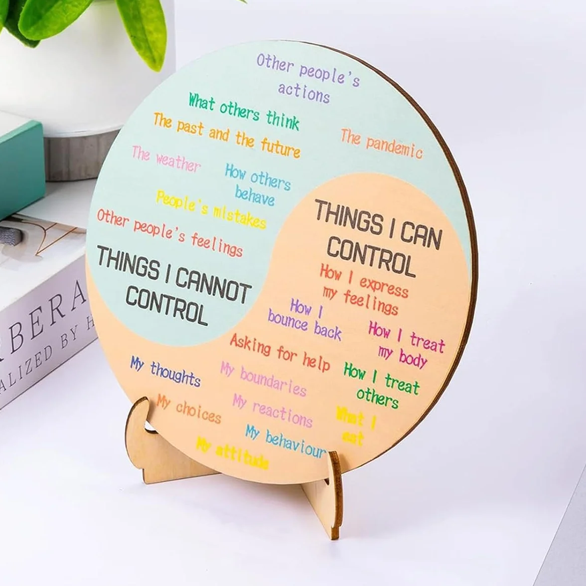 Roue des Sentiments en Bois avec Support 15 cm x 15 cm