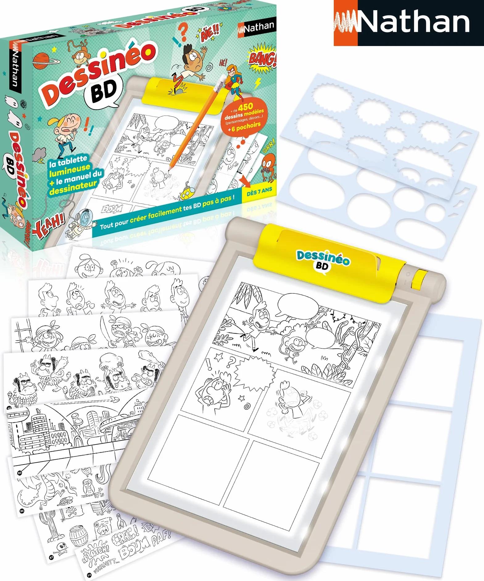 Nathan Dessinéo BD Tablette Dessin Enfant Lumineuse 92 Modèles Guide d'Utilisation 7 Ans