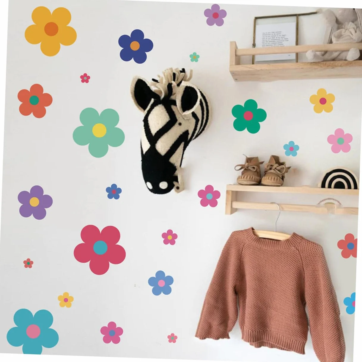 Hemobllo Autocollants Muraux Décoratifs Fleurs PVC 9 Feuilles 7 Stickers
