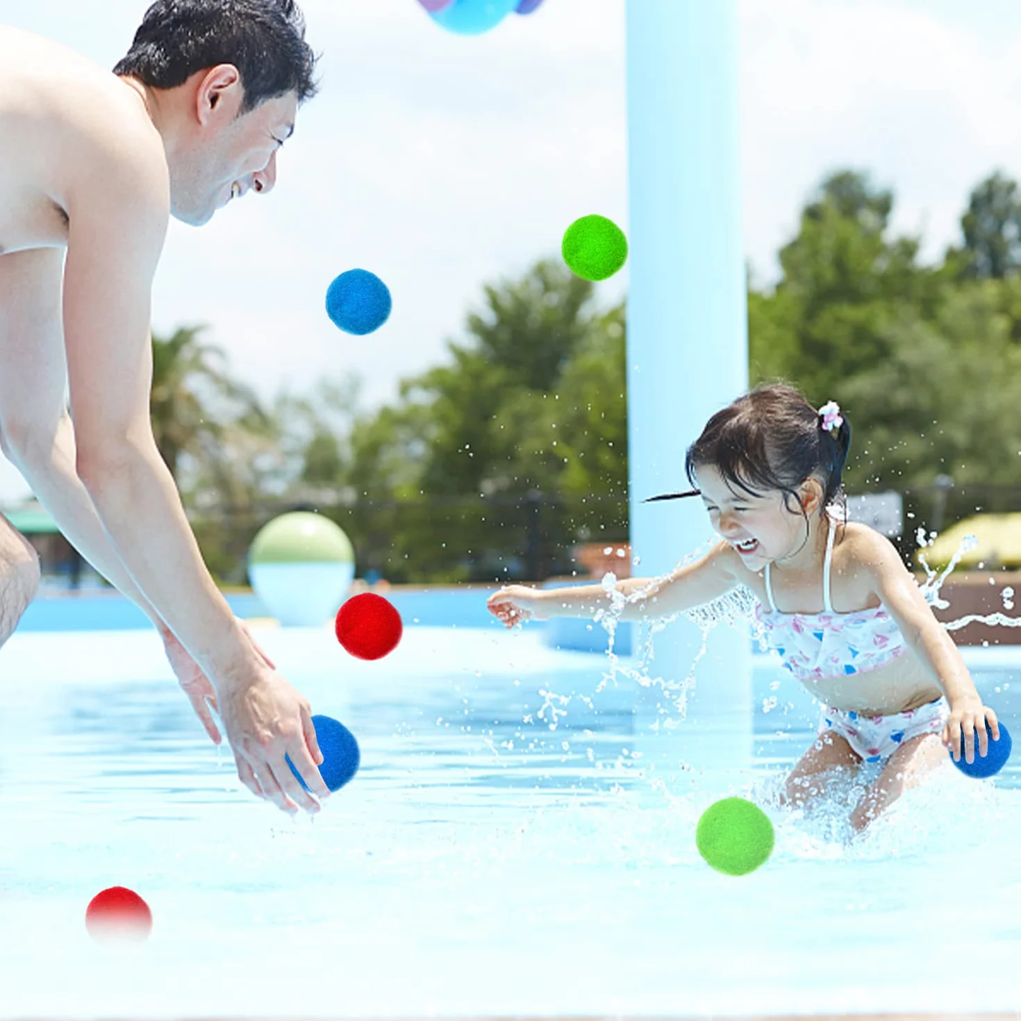 Ensemble de 15 bombes d'eau de couleurs mélangées, balles anti-éclaboussures réutilisables pour enfants