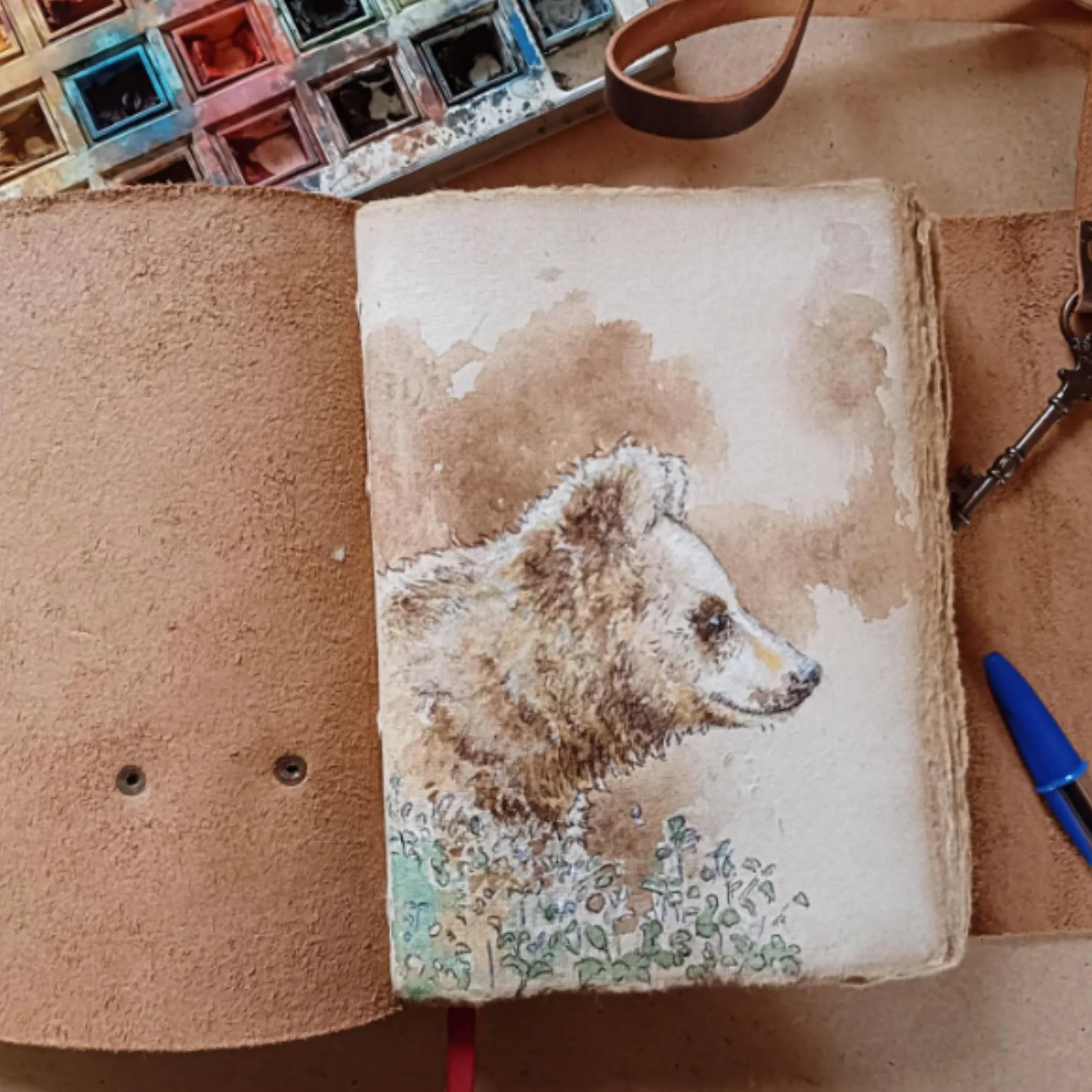 Carnet en Cuir Journal Vintage avec Pages Vierges épaisses Non Lignées 18 x 13 cm