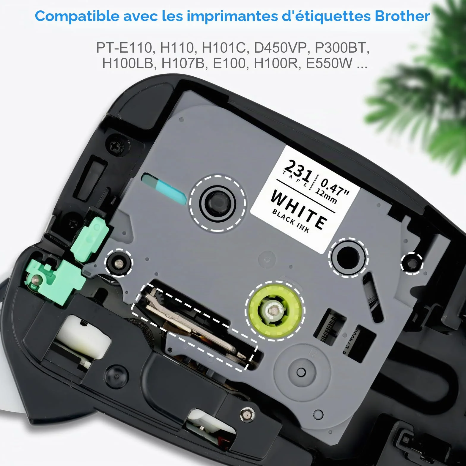 Lot de 3 rubans encreurs compatibles Brother P-touch TZe-231, noir sur blanc
