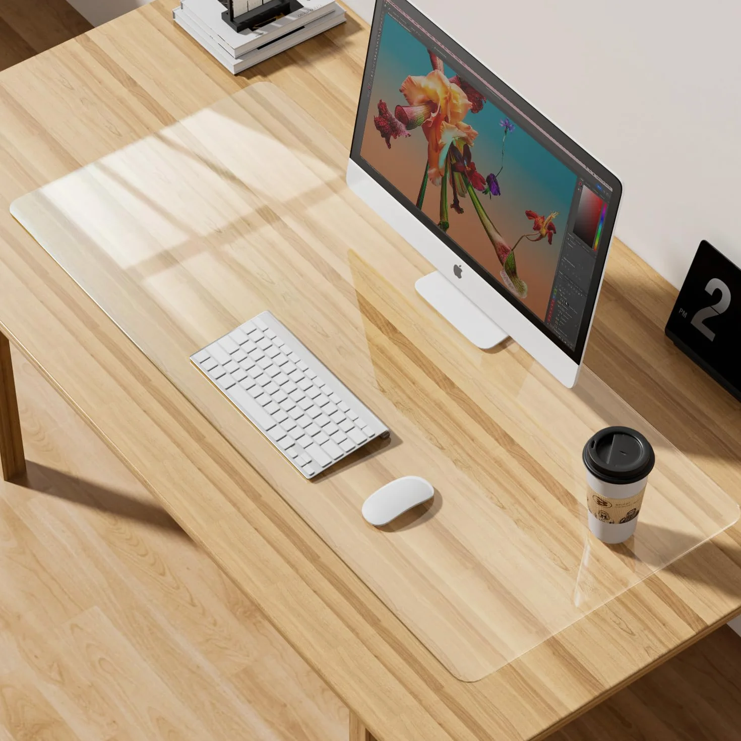 Tapis de Bureau Transparent 60x30cm PVC Antidérapant Sous-main Bureau