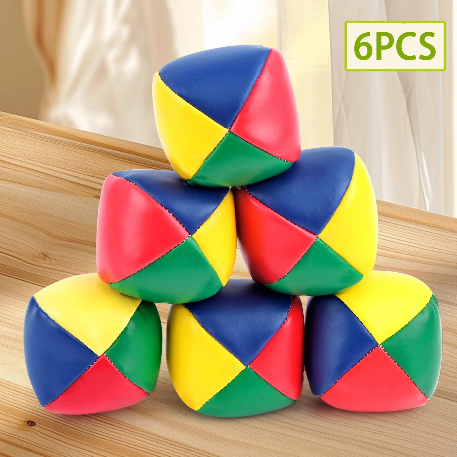 Balles de Jonglage Enfant Cuir PU Lot de 6 Balles Doux Cirque pour Débutants Adultes Multicolore