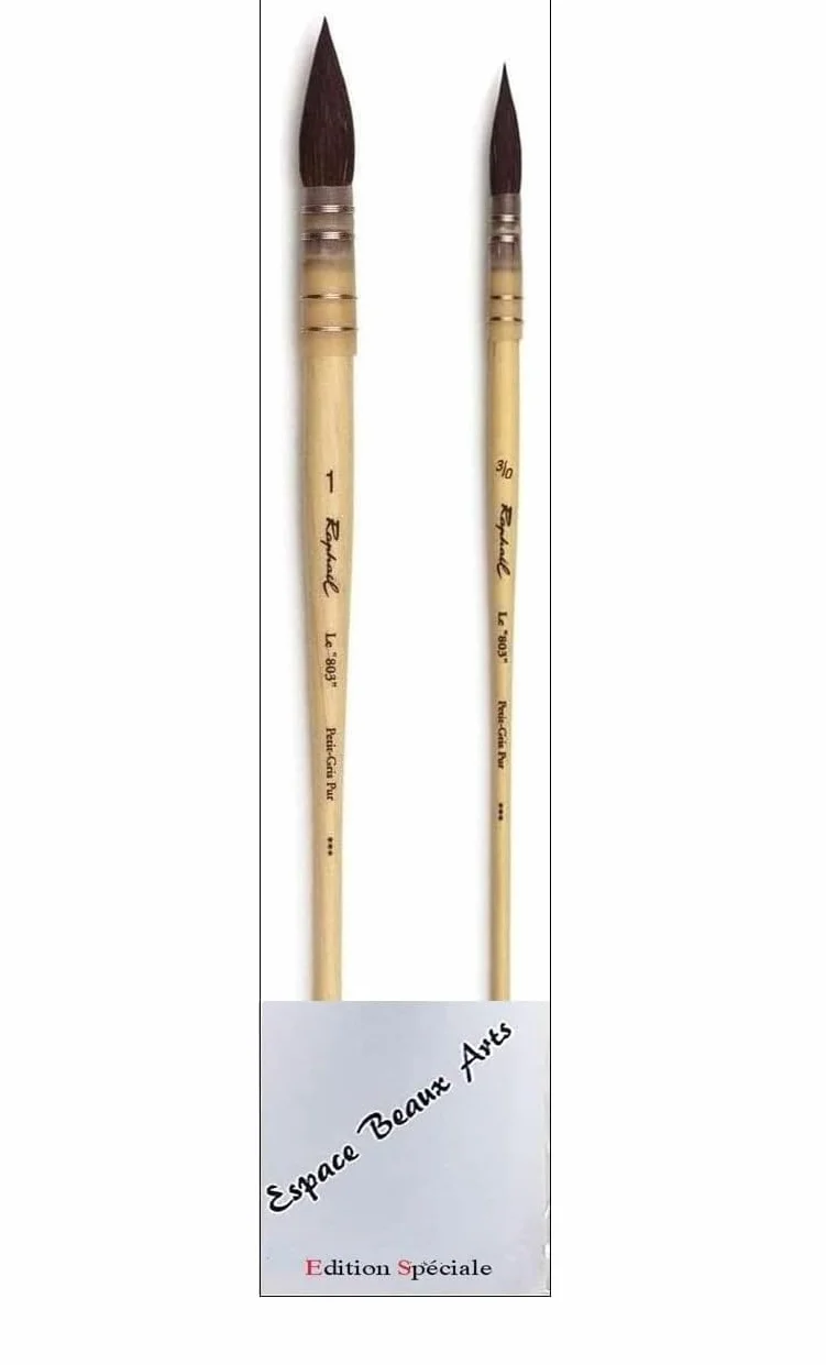 Raphael Pinceau Lavis Aquarelle Petit Gris Pur Série 803 No. 1 0/3 Set 2 Pcs