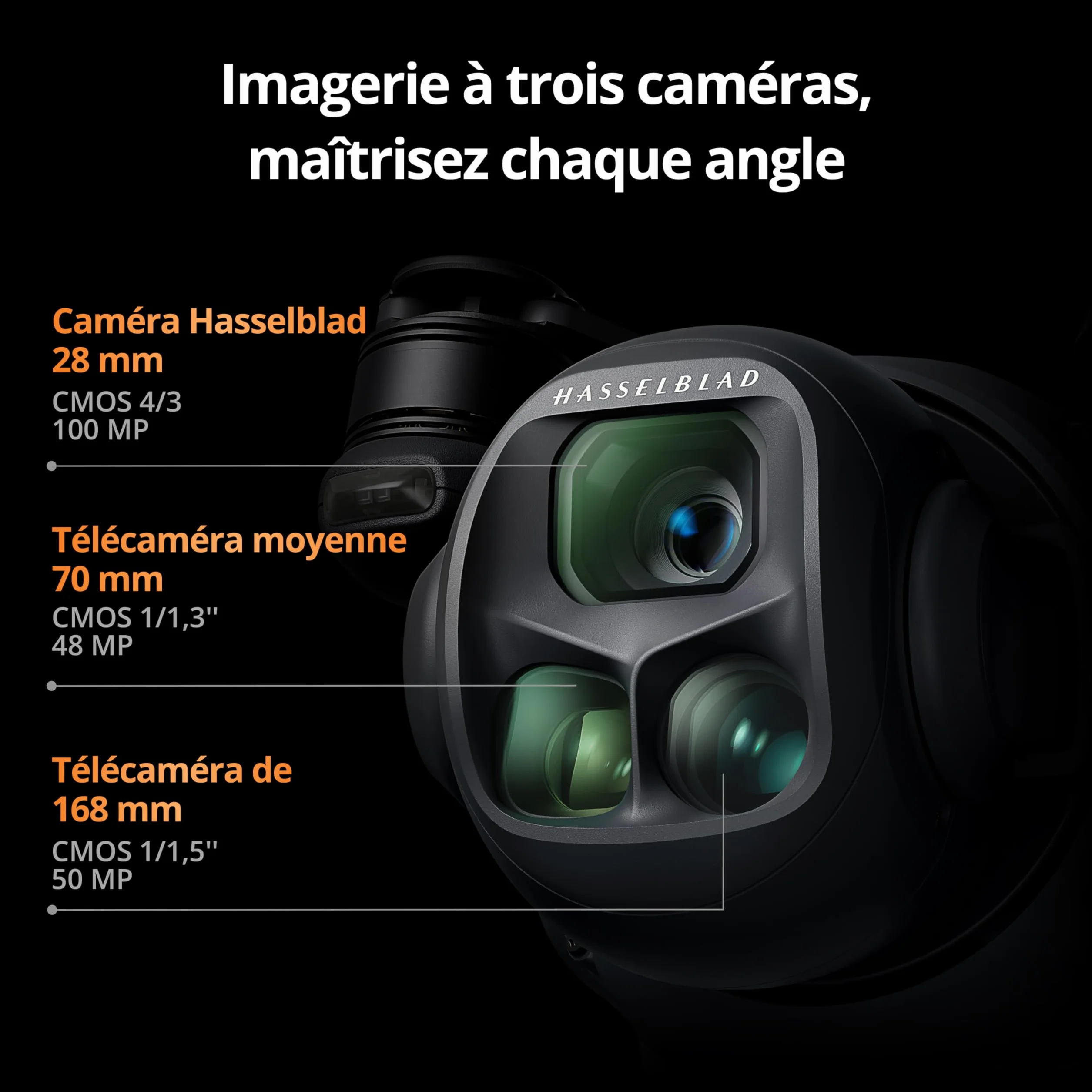 DJI Mavic 4 Pro Fly More Bundle avec RC 2, Drone Triple Caméra Hasselblad CMOS 4/3 100MP, Transmission 30km, Autonomie 51min