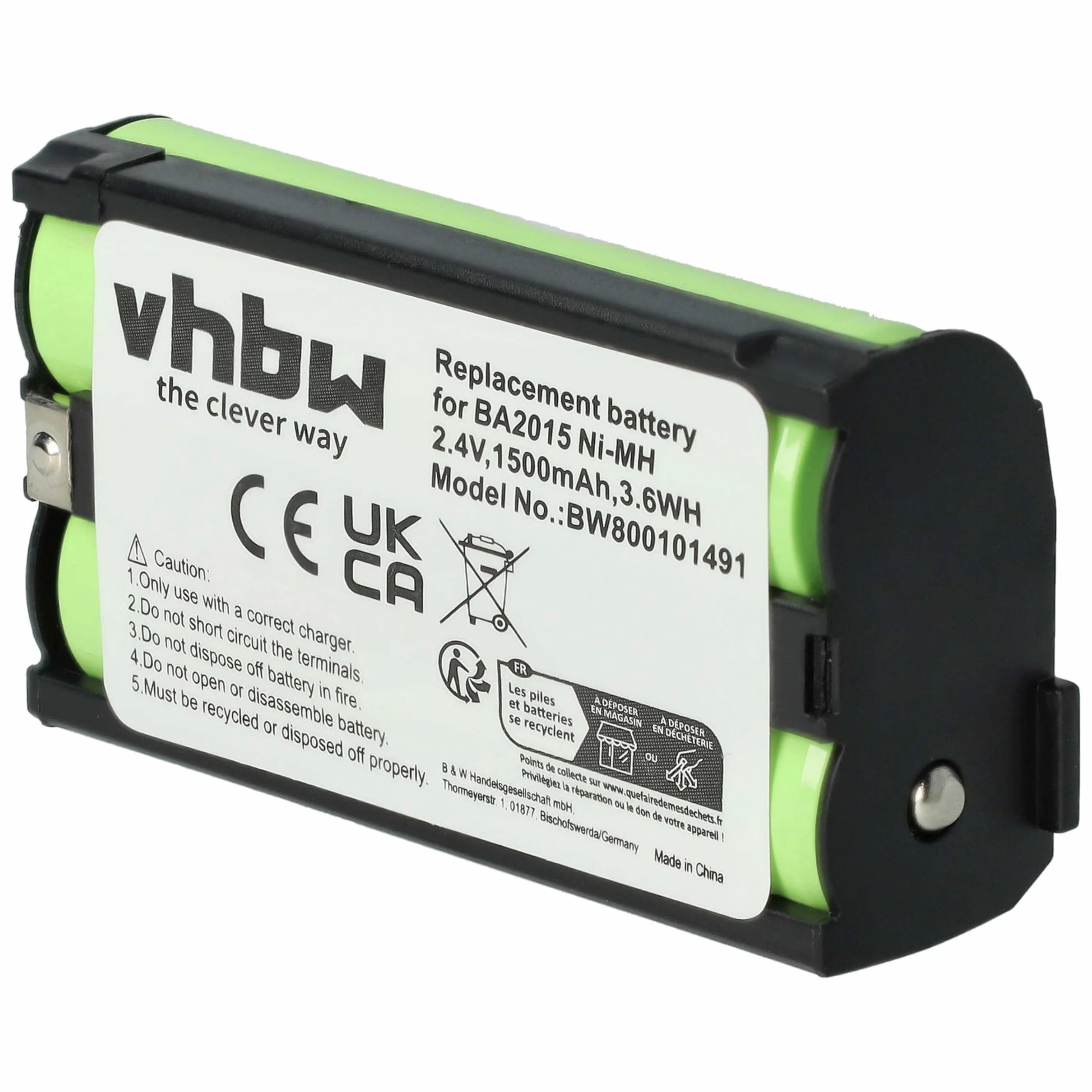 vhbw Batterie Remplacement pour Sennheiser BA2015 BA-2015 Micro 1500mAh 2,4V NiMH