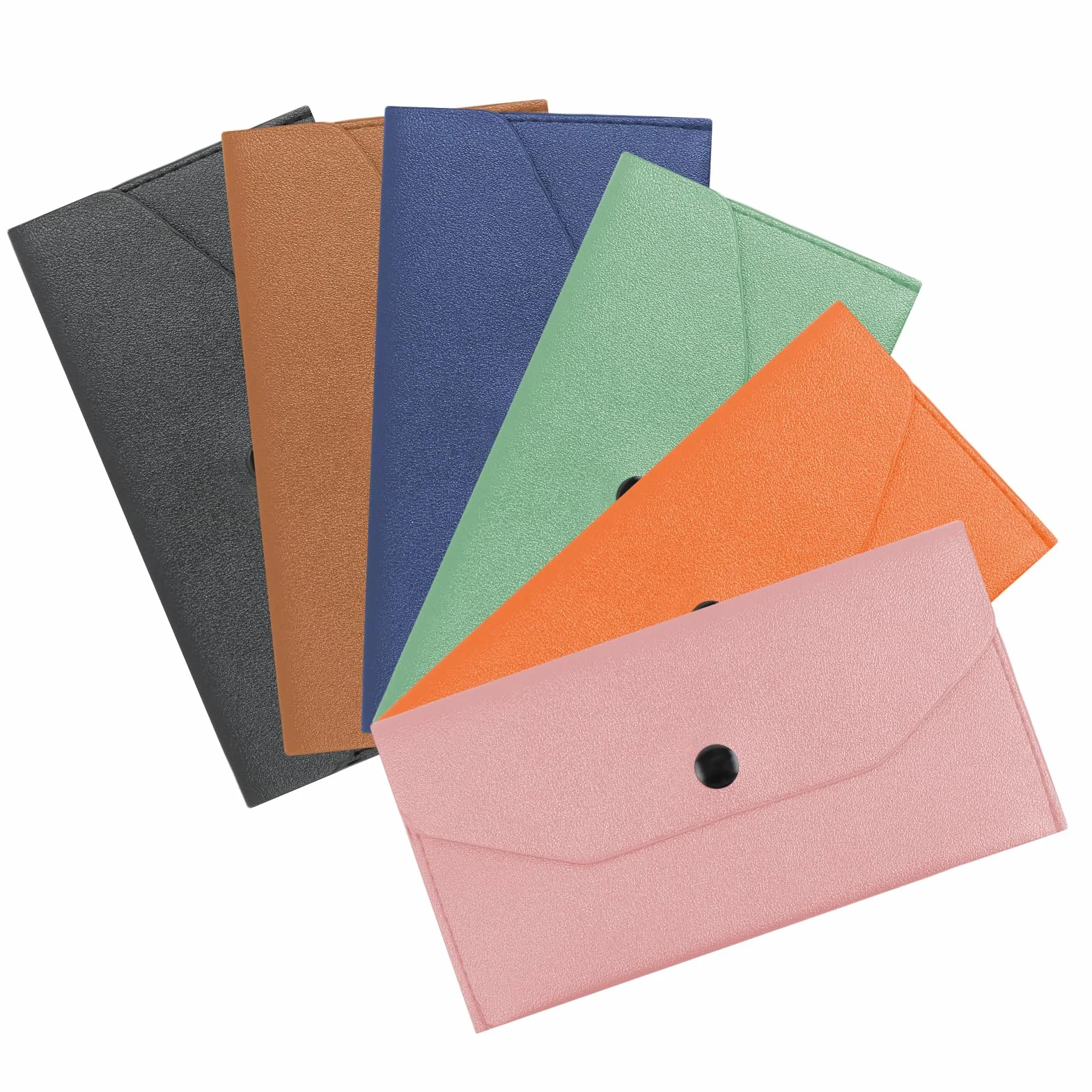 Portefeuille Enveloppe Cuir Synthétique 6 Pièces, Pochette Billet Imperméable Réutilisable 18x9,5cm