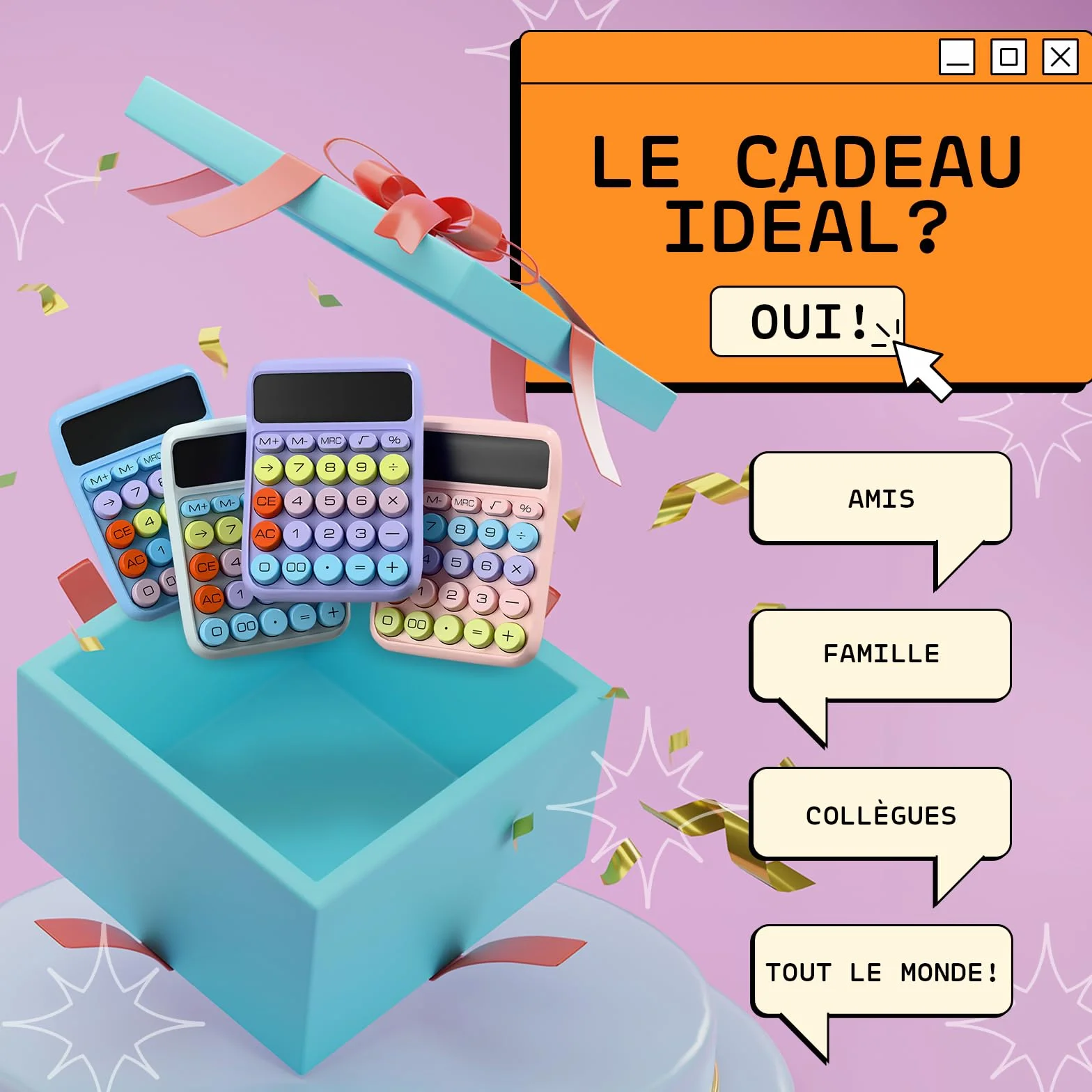 Calculatrice Rose Zeno – Calculatrice de Bureau Grandes Touches 12 Chiffres