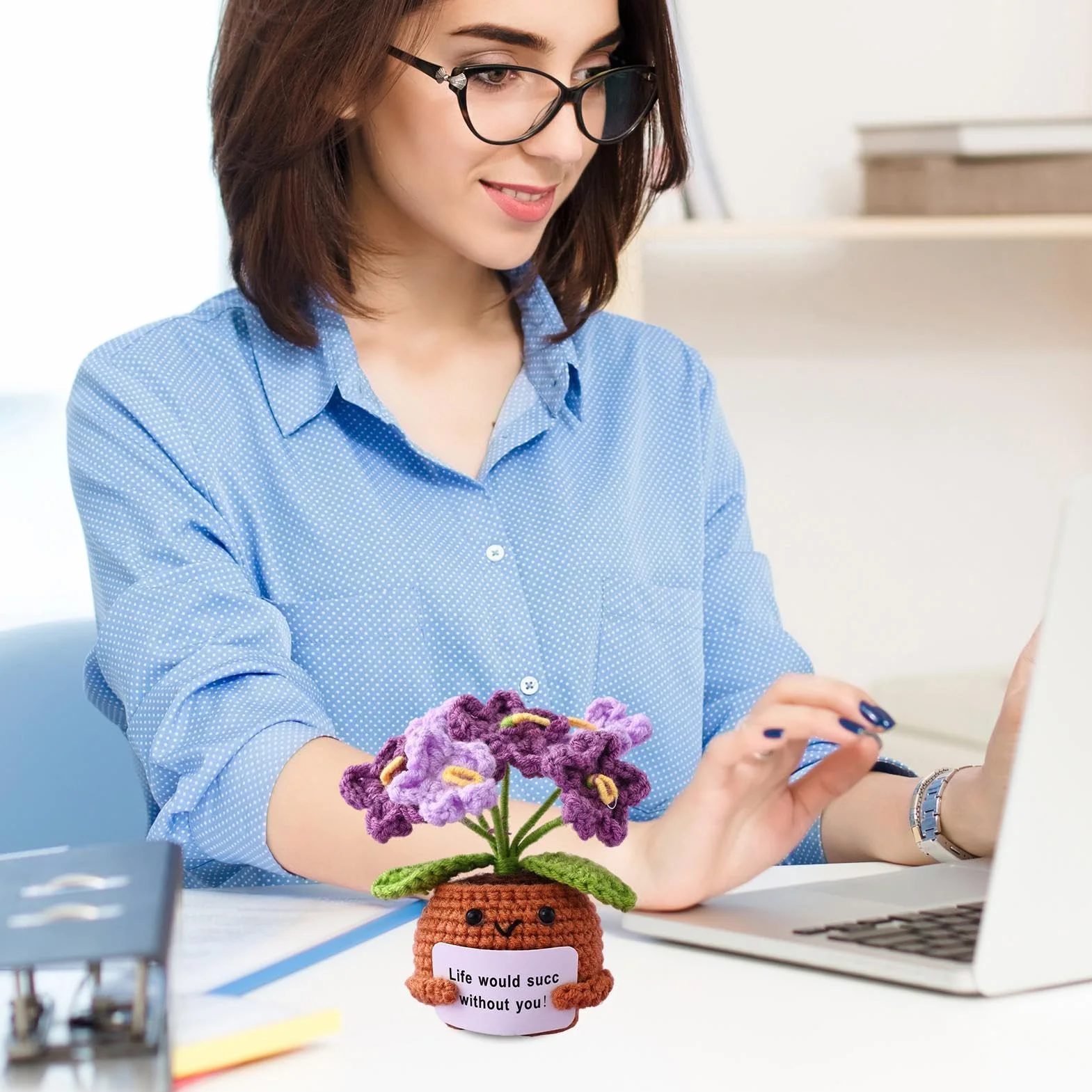 Crochet Soutien Émotionnel Amusant pour Bureau Étagère Table de Chevet