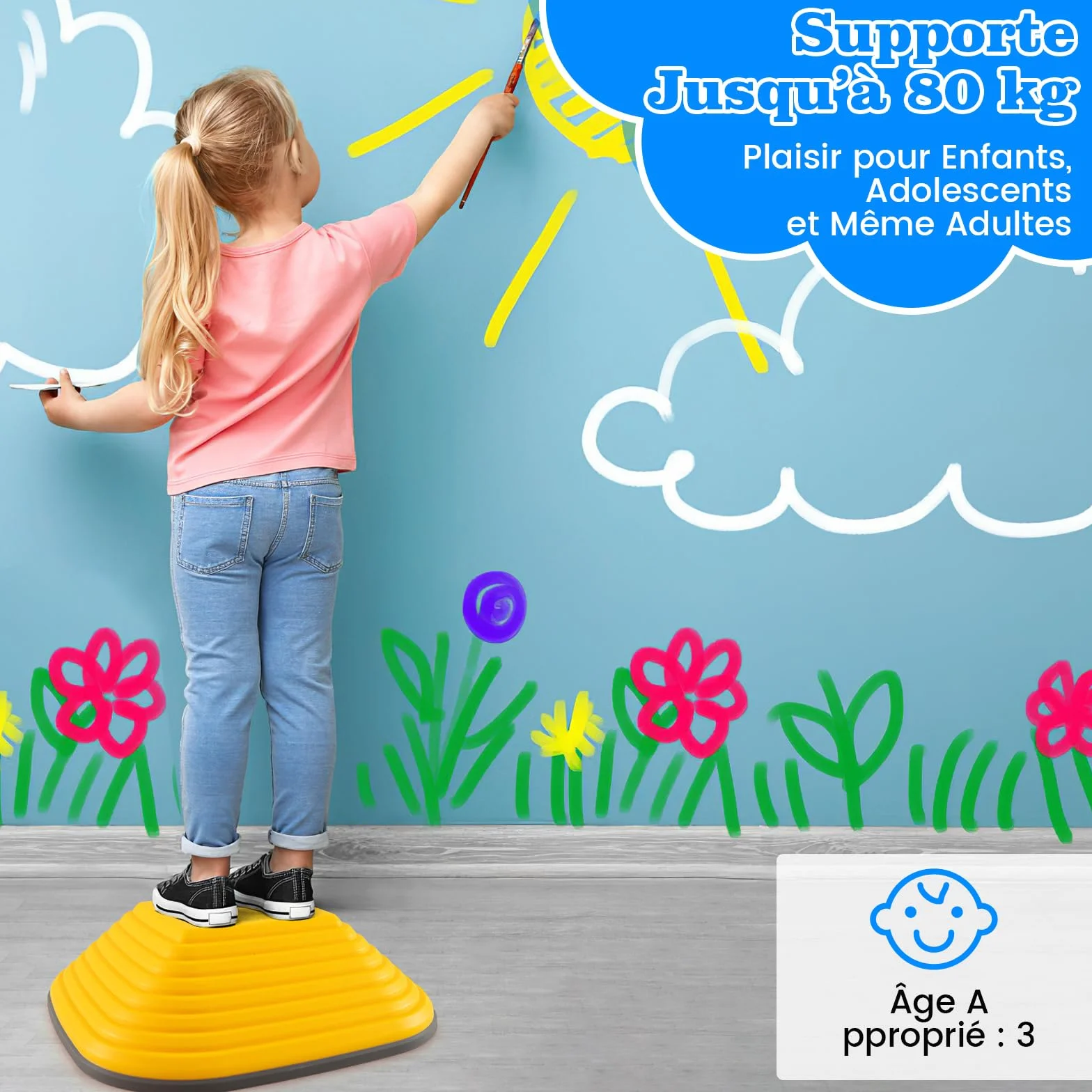 COSTWAY Pierres d'équilibre Empilables Enfant Bord TPE, Parcours Motricité Motif Antidérapant, Jouet Sensoriel Intérieur Extérieur, Charge 80kg 3 Ans+