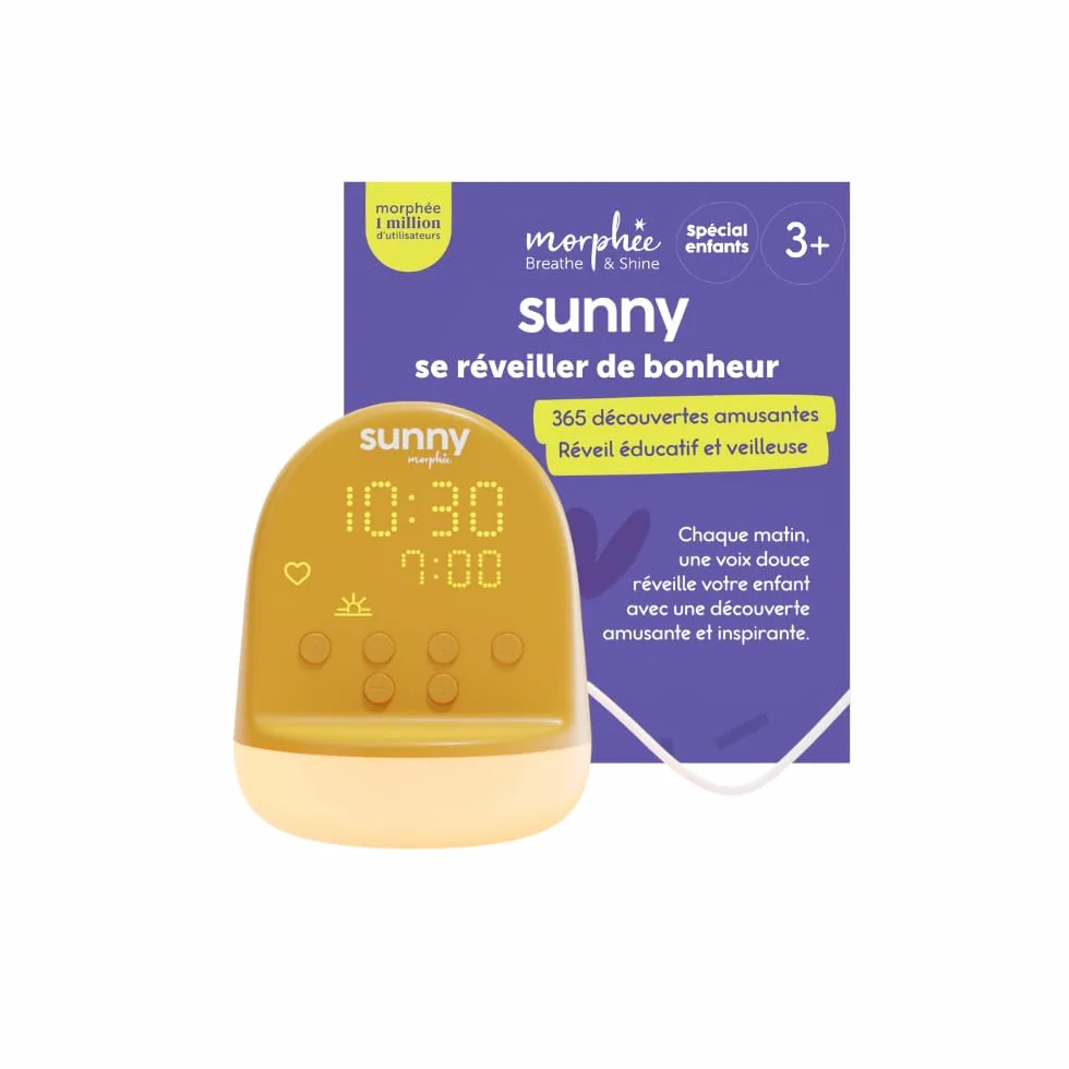 Sunny Morphée Réveil Enfant 365 Découvertes Audio Veilleuse Jour/Nuit 3-10 Ans Prise Secteur