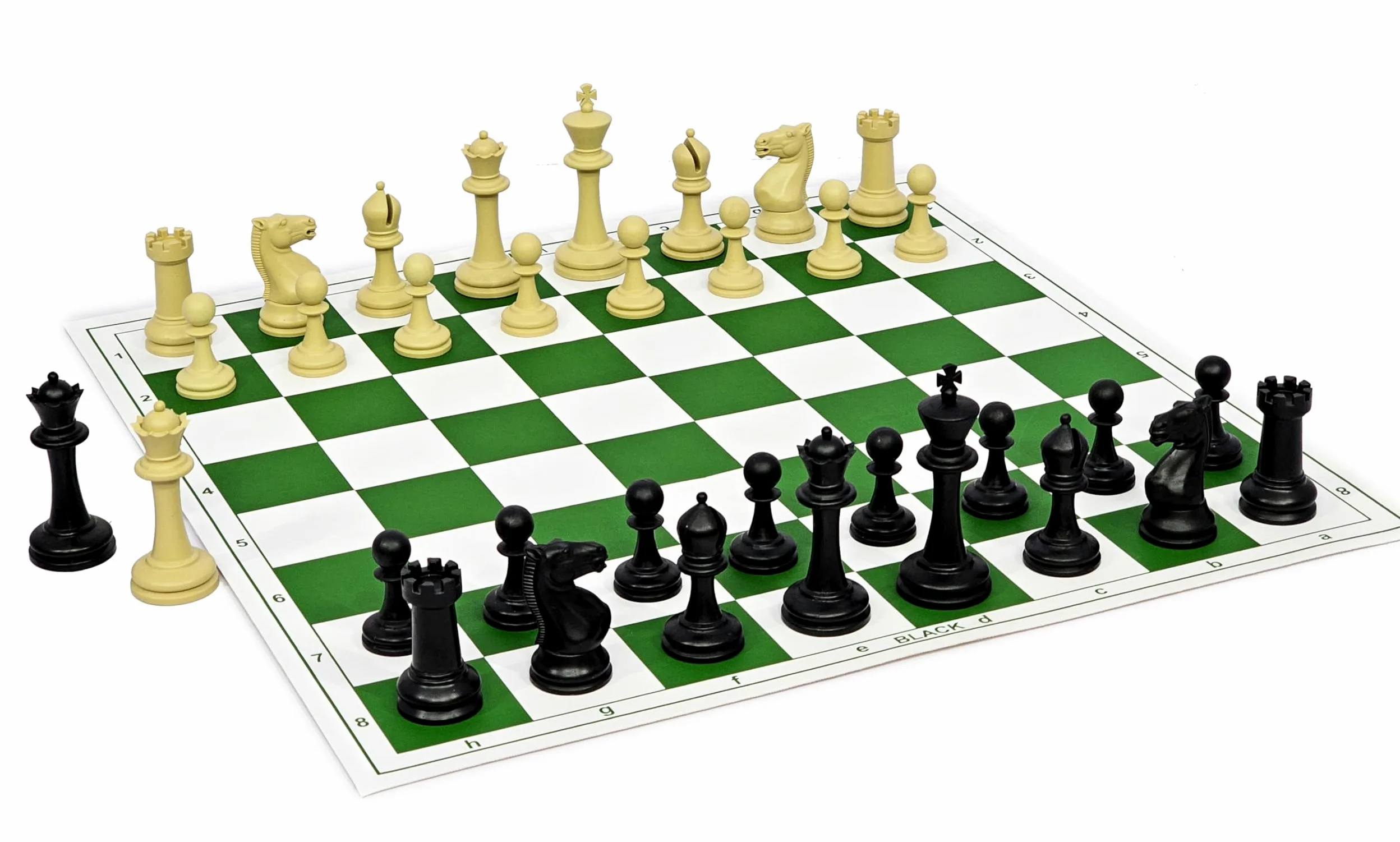 StonKraft Jeu d'échecs pliable en vinyle 46 x 46 cm avec pièces en plastique solide (avec reine supplémentaire) – Idéal pour les joueurs d'échecs professionnels