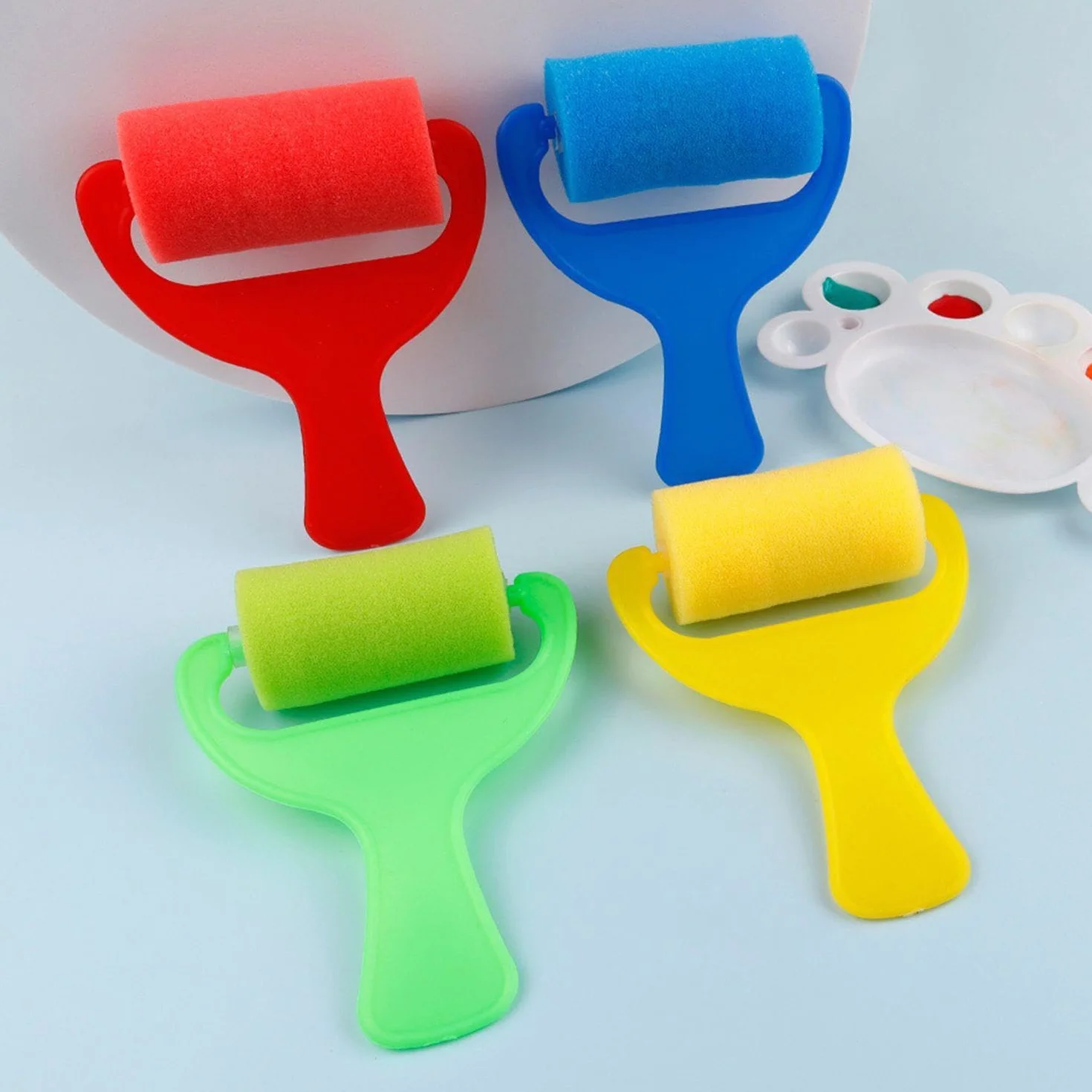 Pinceaux À Rouleau en Éponge, Manche en Plastique, Outils De Peinture, 8 Pièces